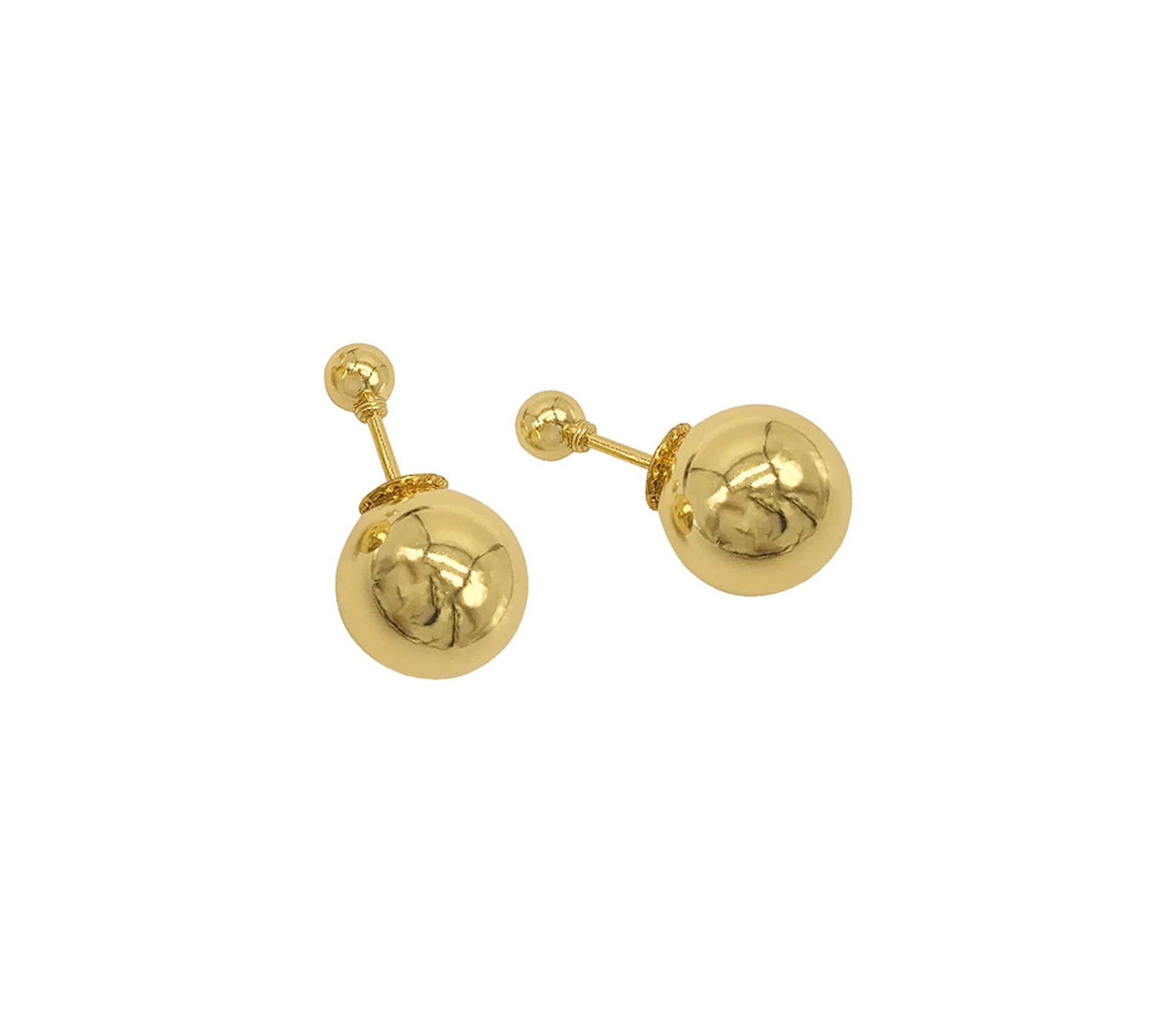 14k Gold Plated Double-sided Ball Earrings