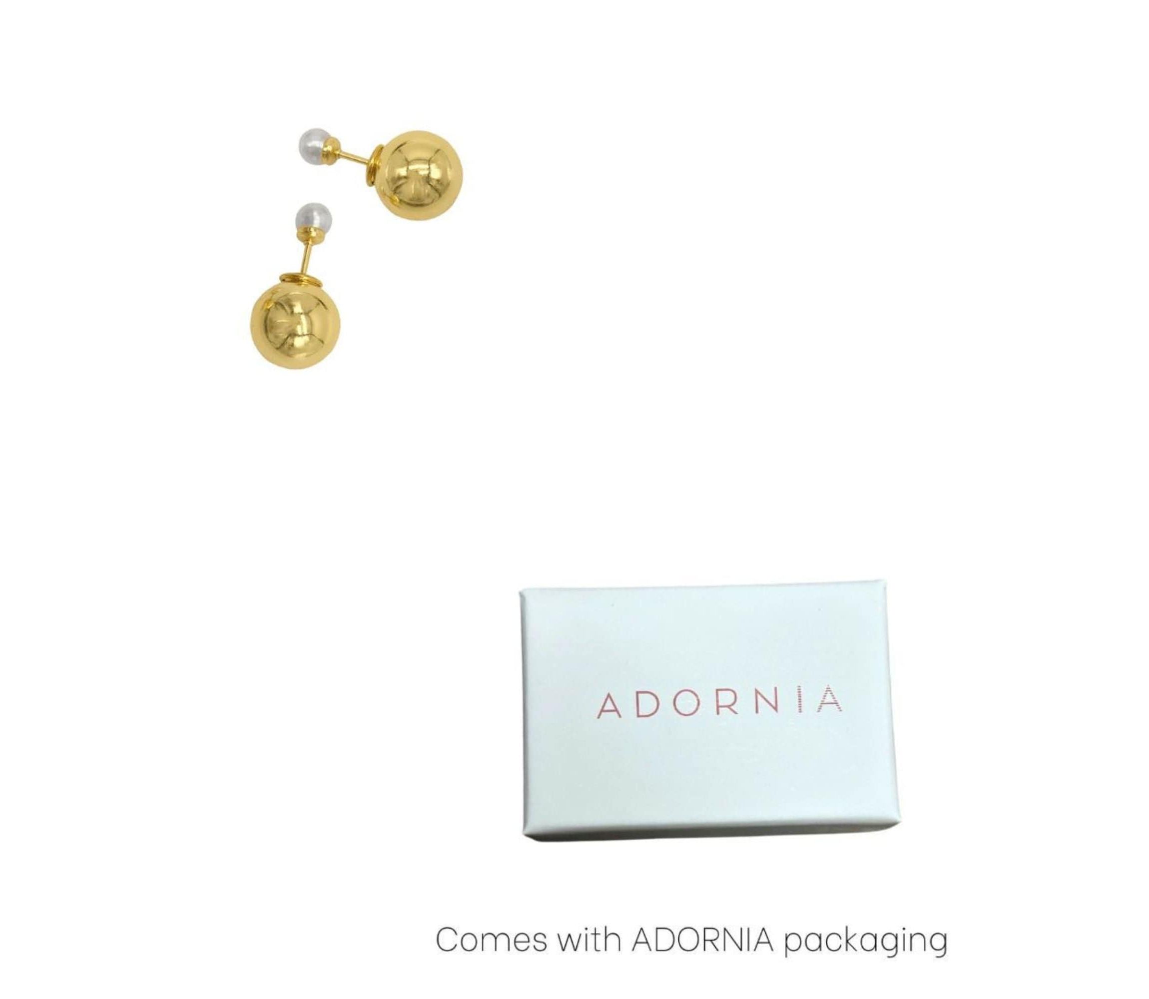 14k Gold Plated Pearl Double-sided Ball Earrings