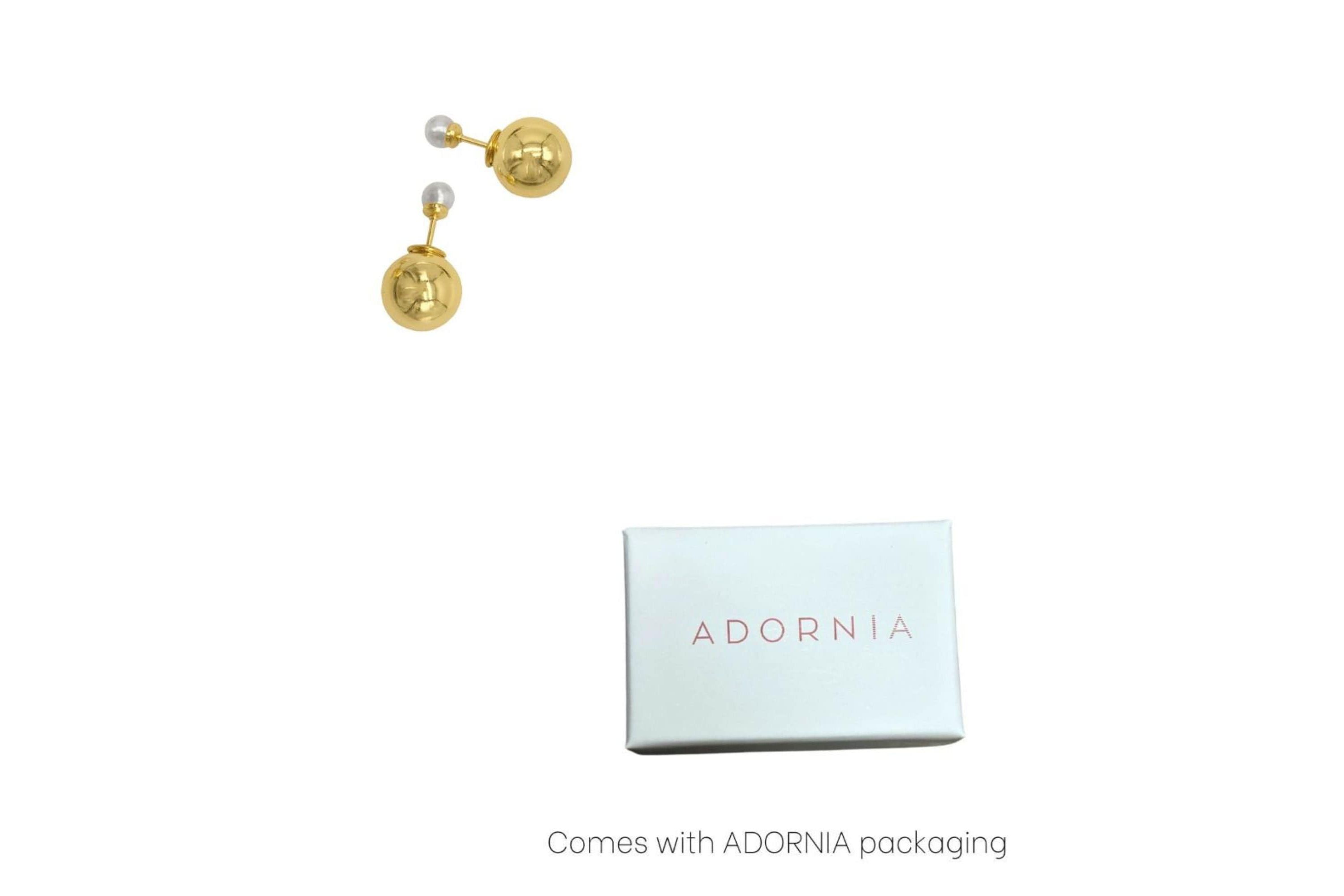 14k Gold Plated Pearl Double-sided Ball Earrings