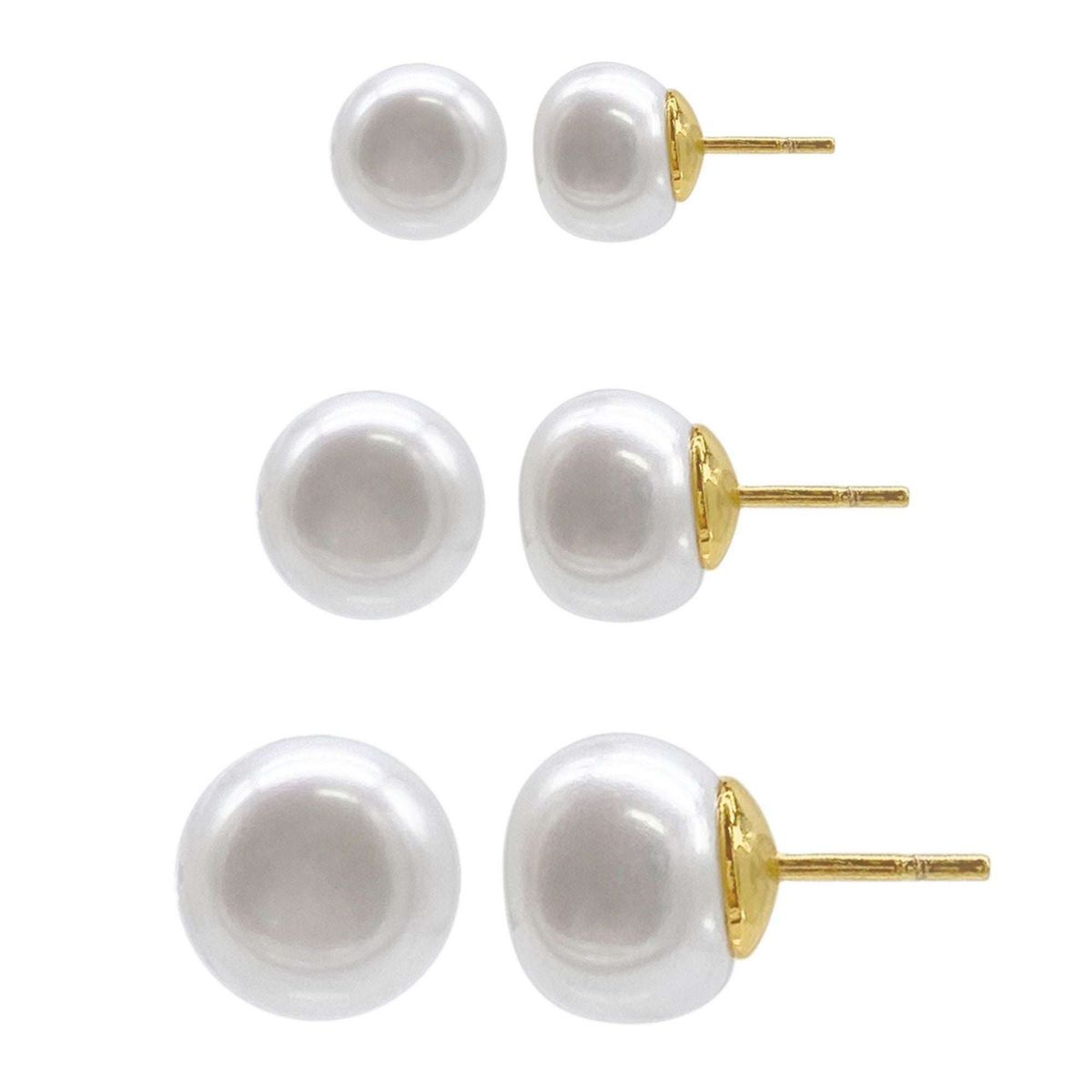14k Gold Plated Freshwater Pearl Stud Set
