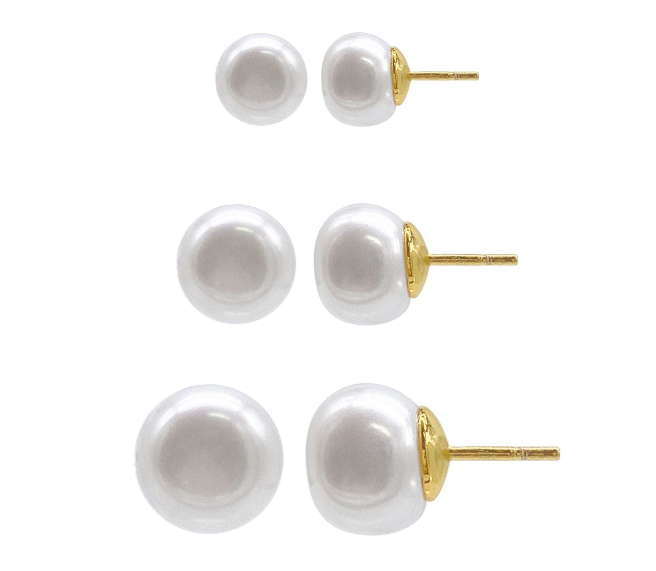 14k Gold Plated Freshwater Pearl Stud Set