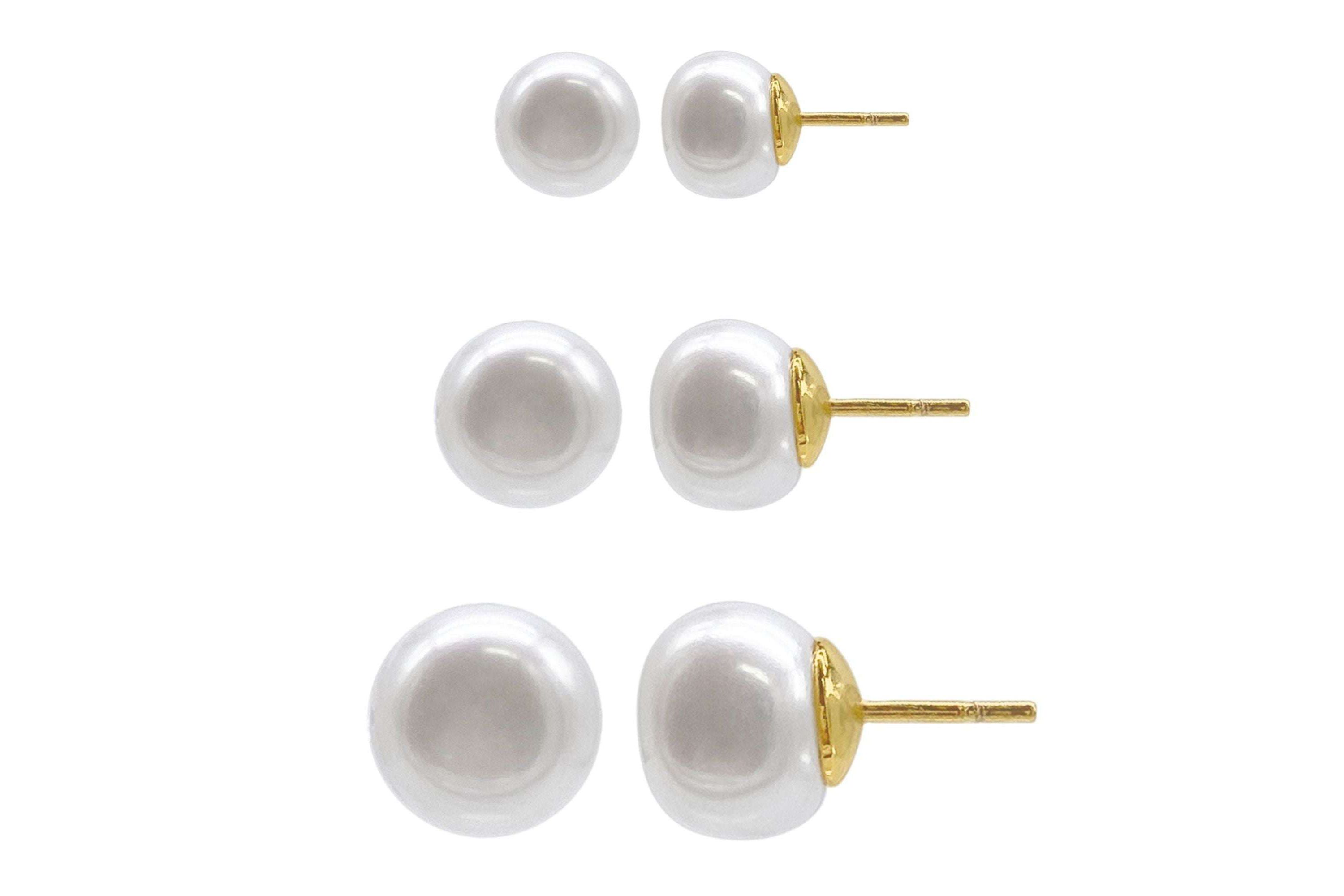 14k Gold Plated Freshwater Pearl Stud Set