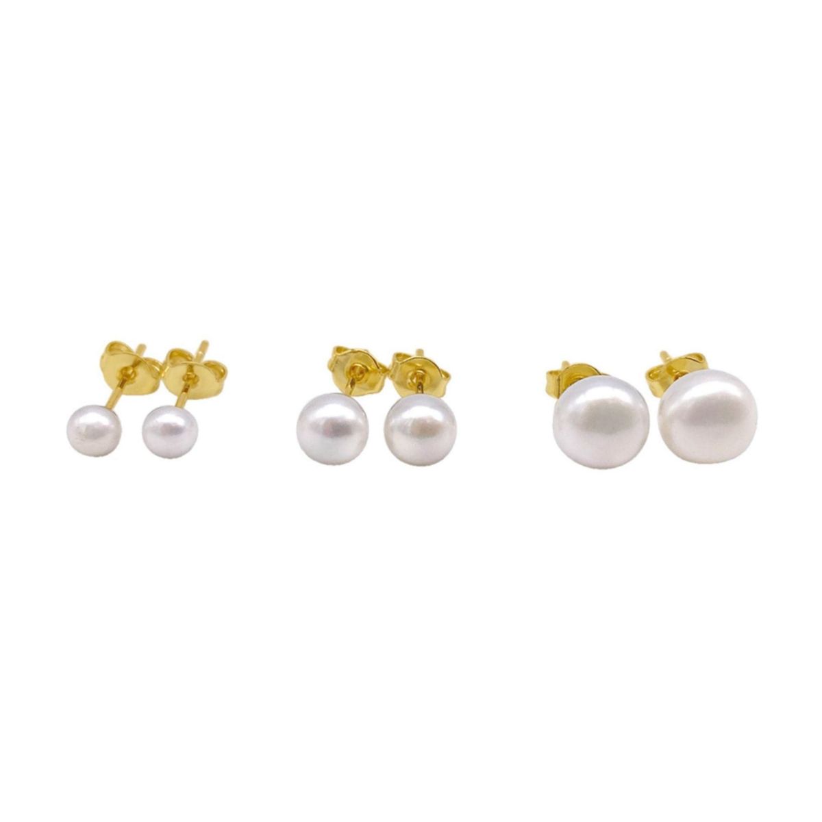 14k Gold Plated Freshwater Pearl Stud Set