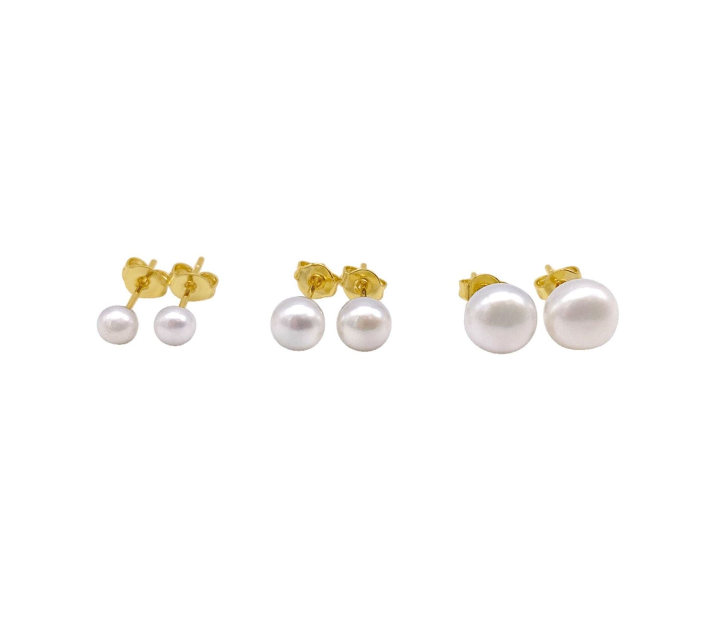 14k Gold Plated Freshwater Pearl Stud Set