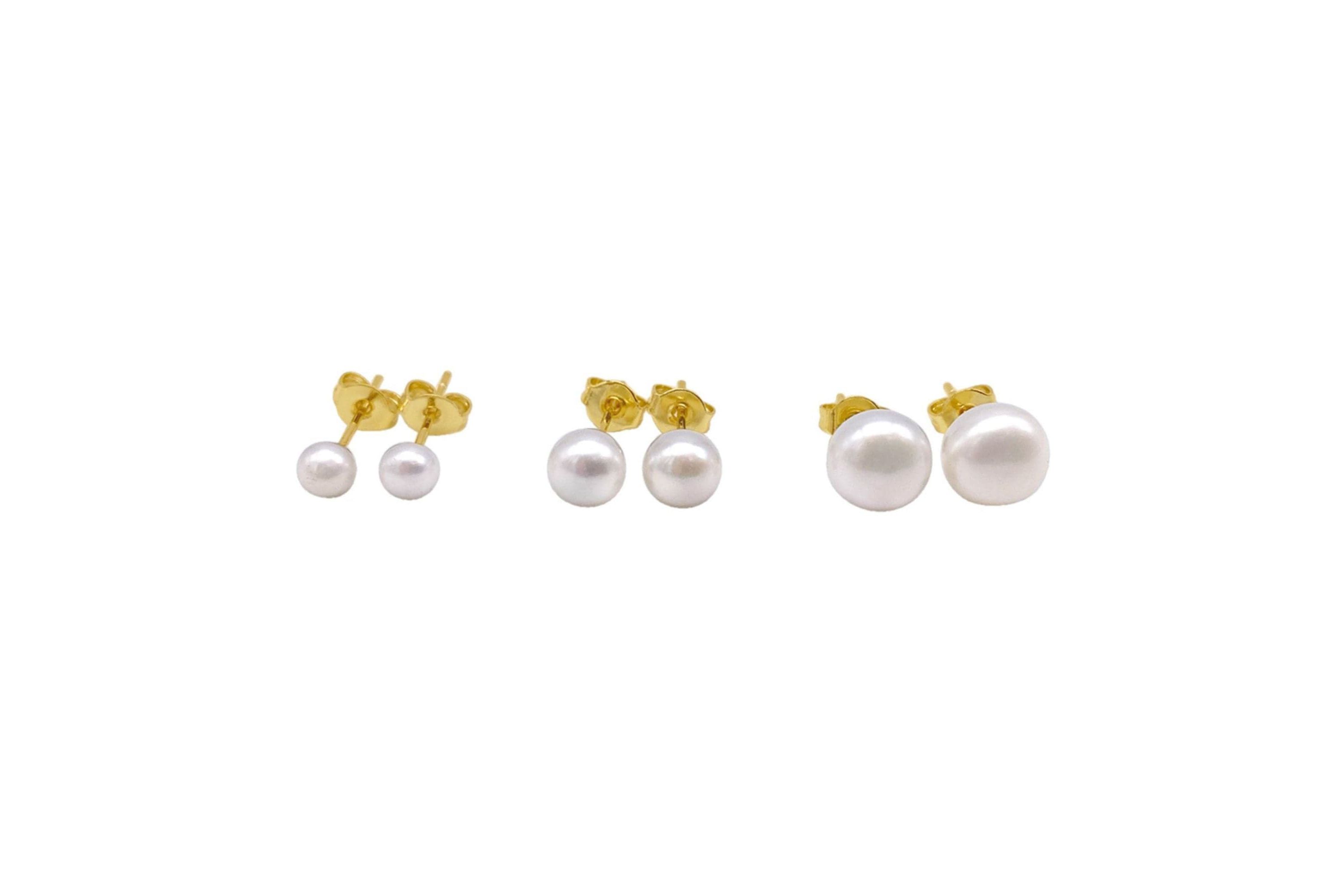14k Gold Plated Freshwater Pearl Stud Set