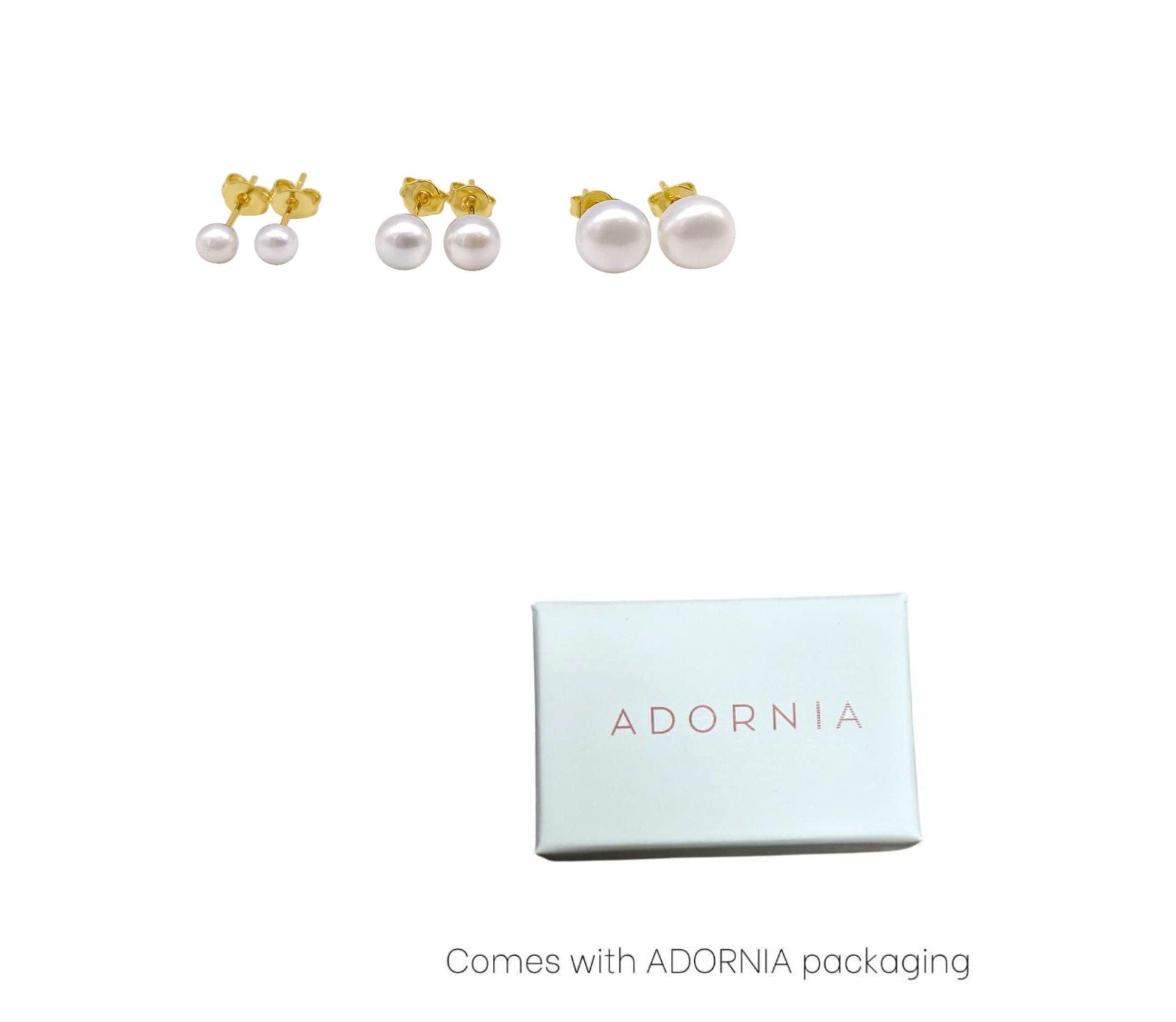 14k Gold Plated Freshwater Pearl Stud Set