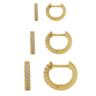 Adornia 14k Gold Plated Huggie Hoop Earring Pack