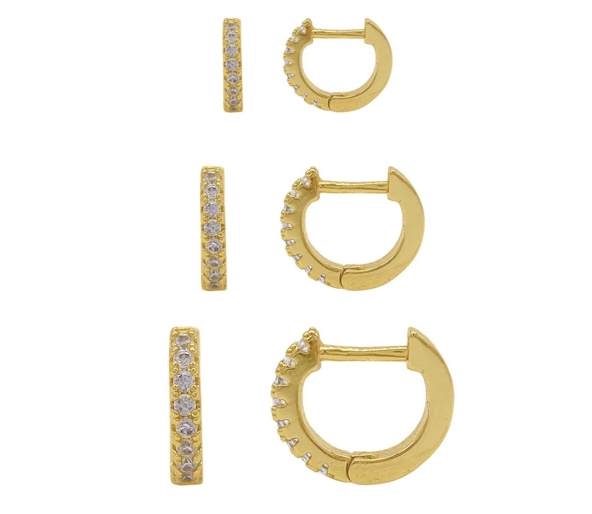 14k Gold Plated Huggie Hoop Earring Pack