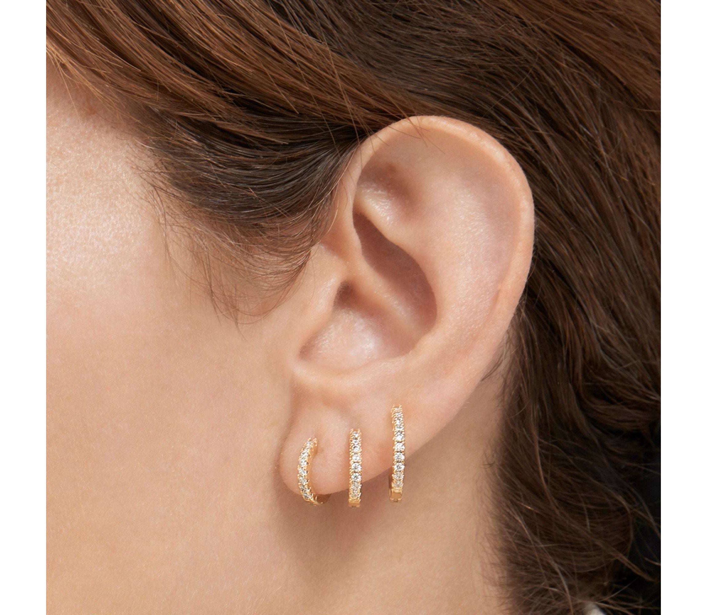 14k Gold Plated Huggie Hoop Earring Pack