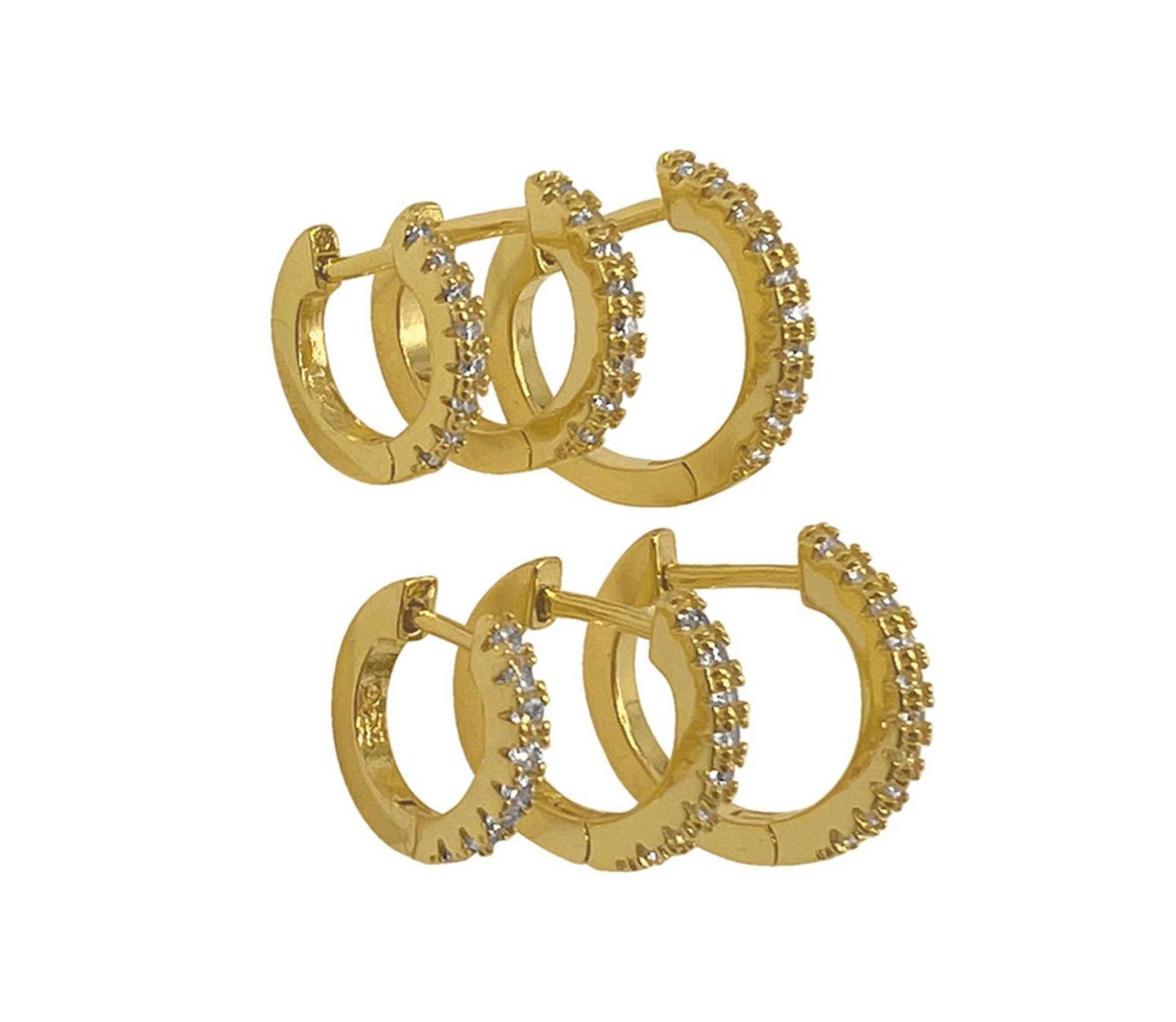 14k Gold Plated Huggie Hoop Earring Pack