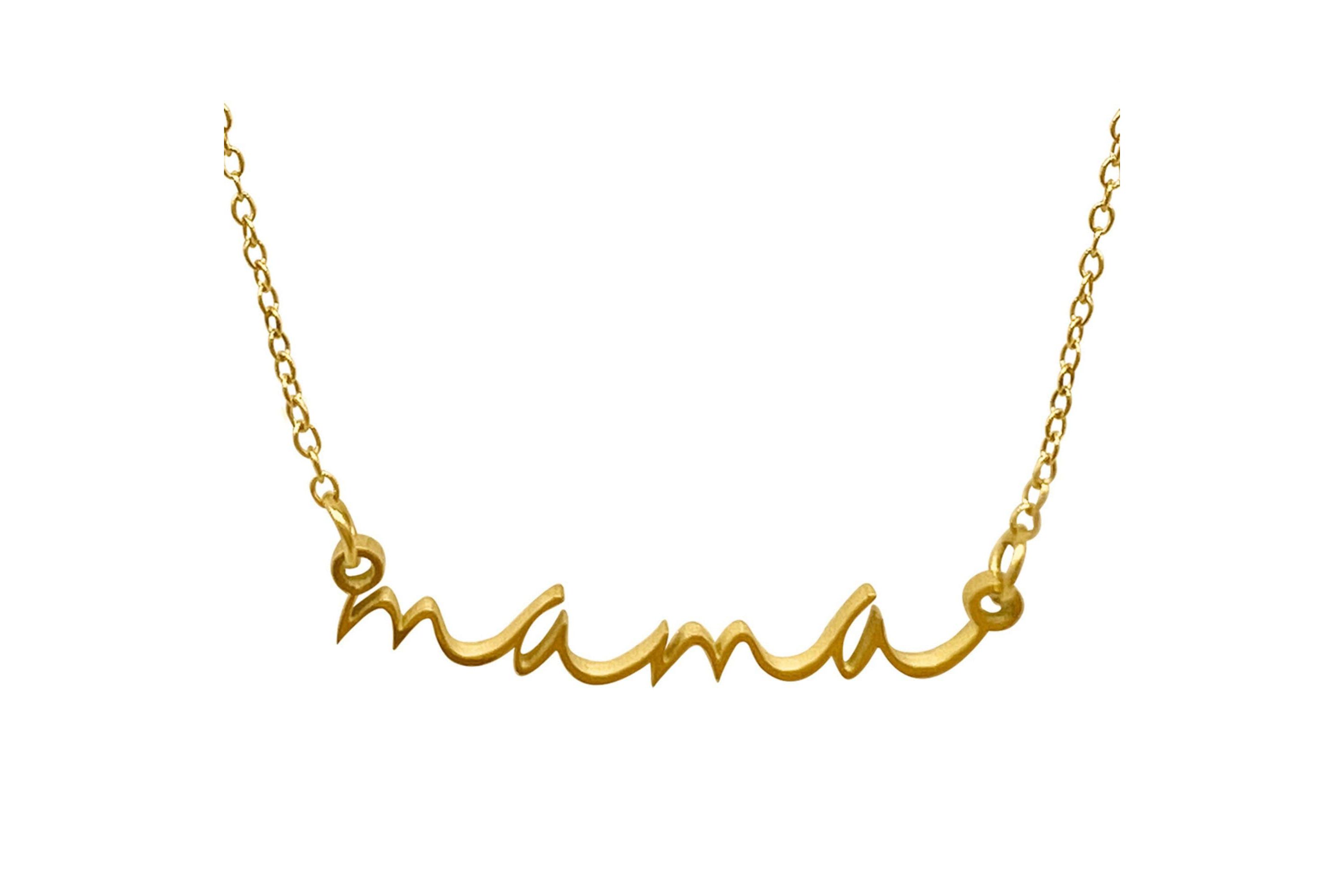 Tarnish Resistant 14k Gold Plated Cursive Mama Necklace