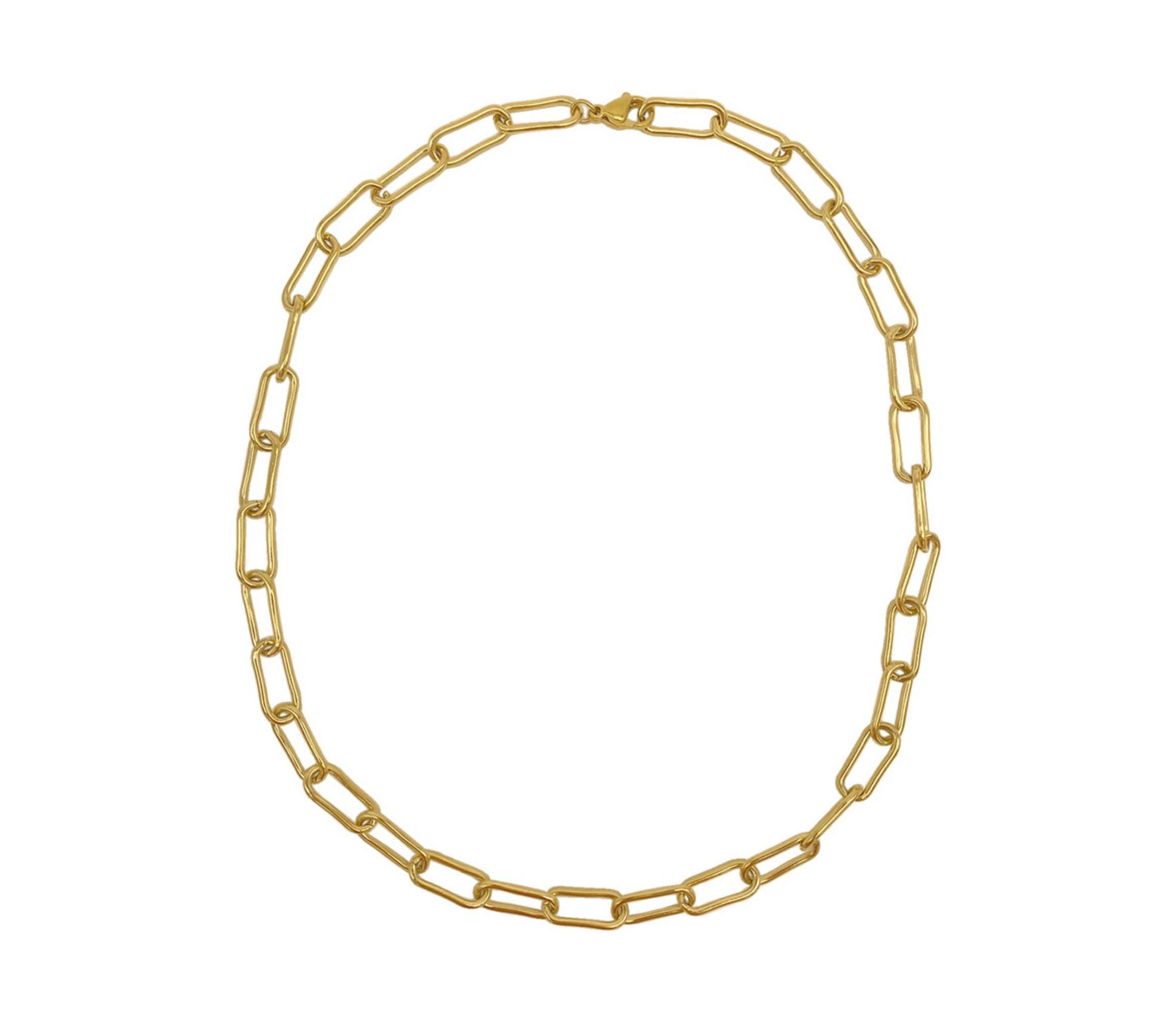 Tarnish Resistant 14k Gold Plated Wide Chunky Paper Clip Chain