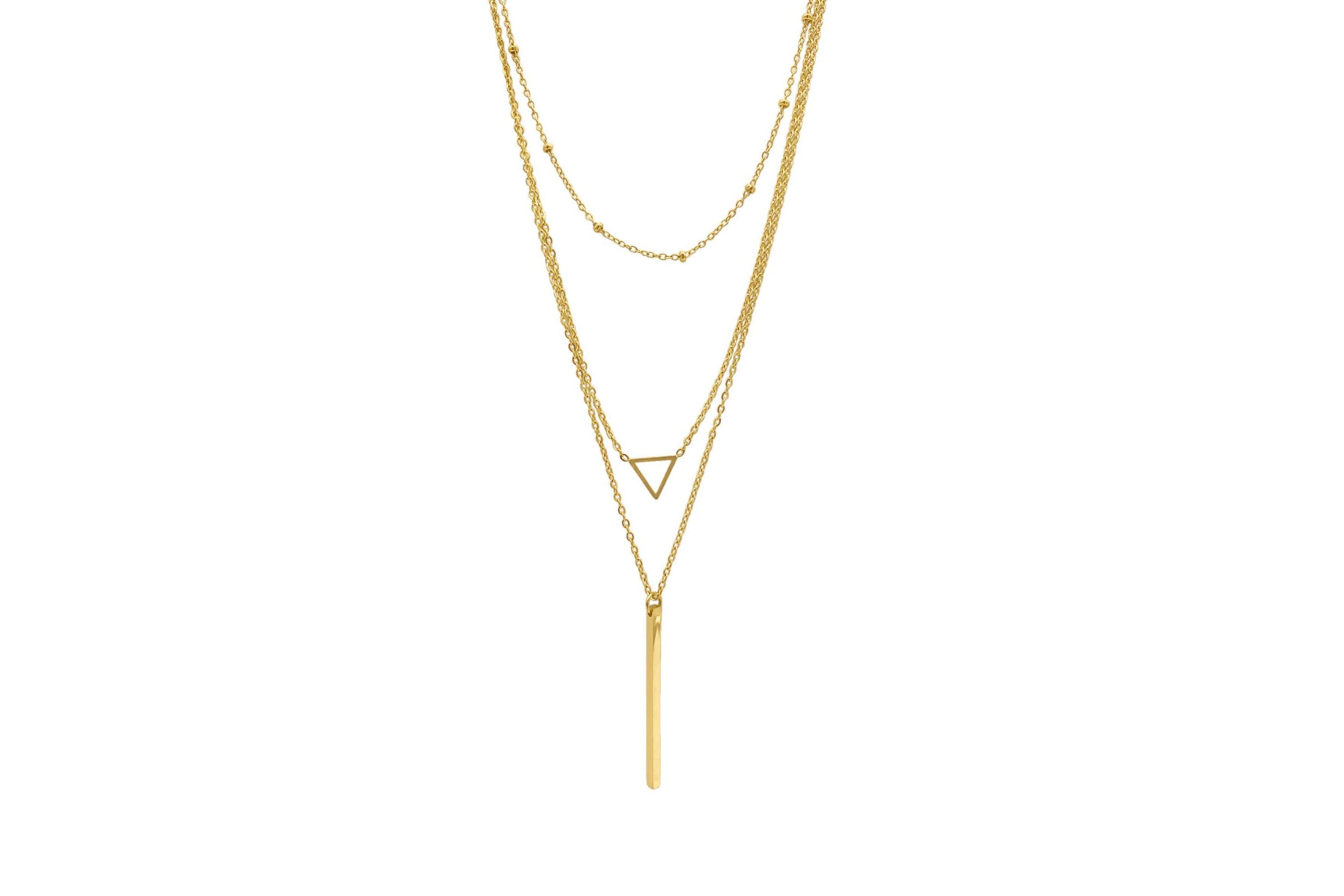 Tarnish Resistant 14k Gold Plated Layered Pendant Necklace Set
