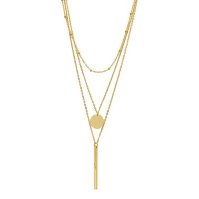 Adornia Tarnish Resistant 14k Gold Plated Layered Pendant Necklace Set
