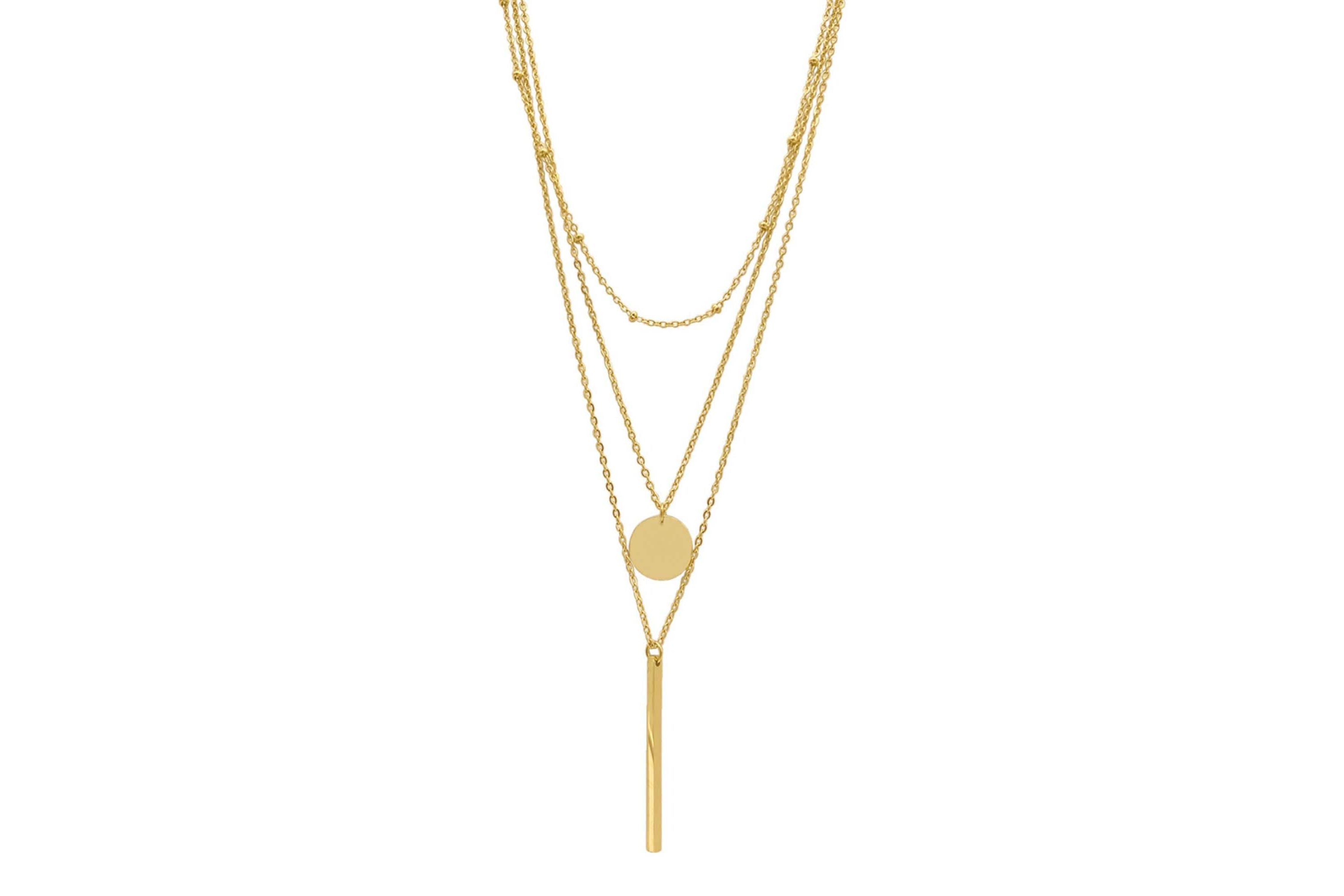 Tarnish Resistant 14k Gold Plated Layered Pendant Necklace Set