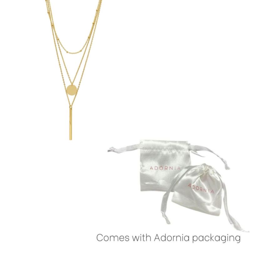 Tarnish Resistant 14k Gold Plated Layered Pendant Necklace Set