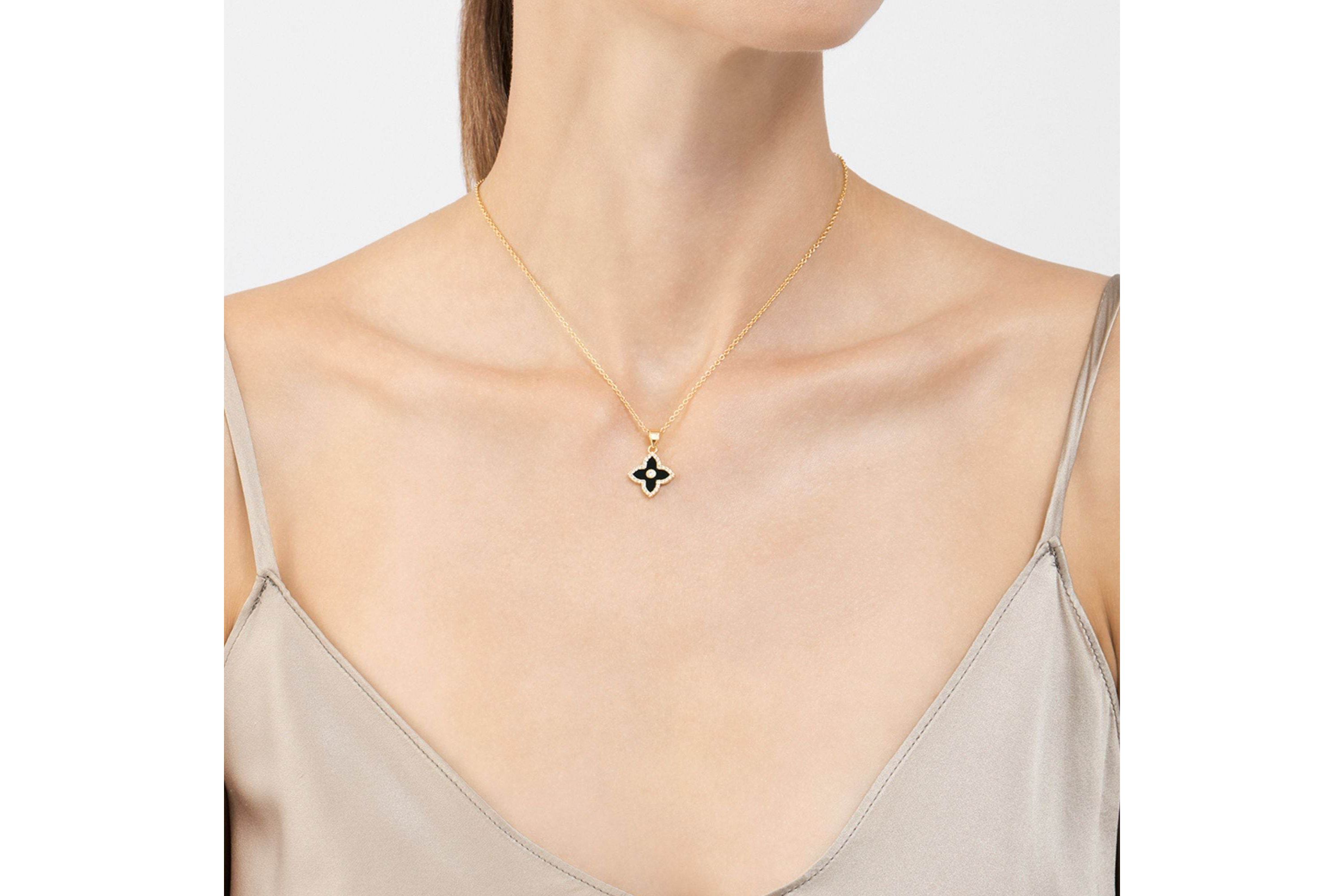 14k Gold Plated Black Clover Necklace