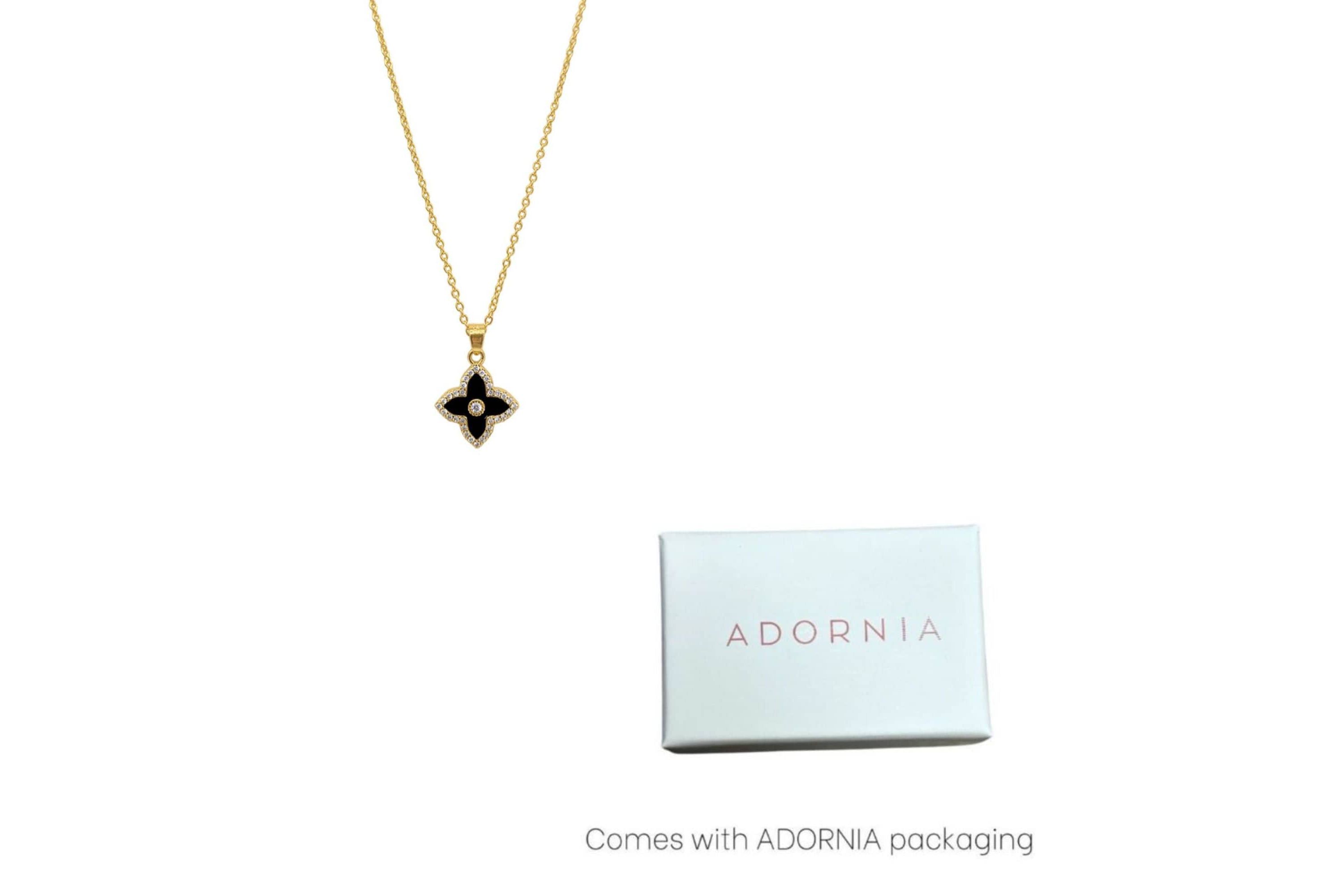 14k Gold Plated Black Clover Necklace