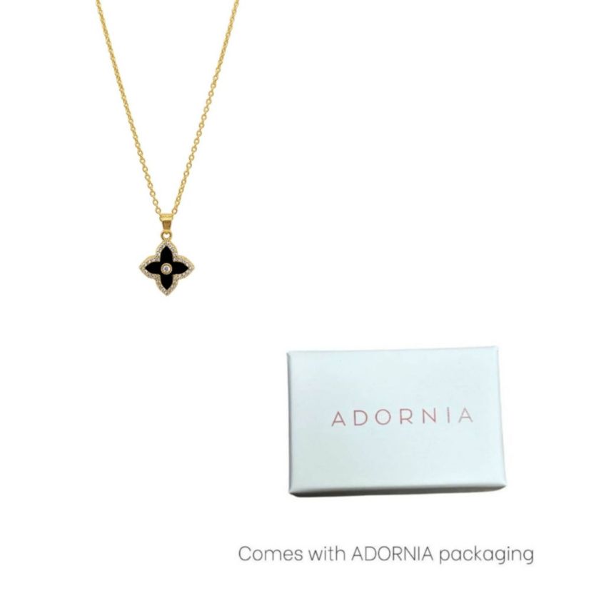 14k Gold Plated Black Clover Necklace