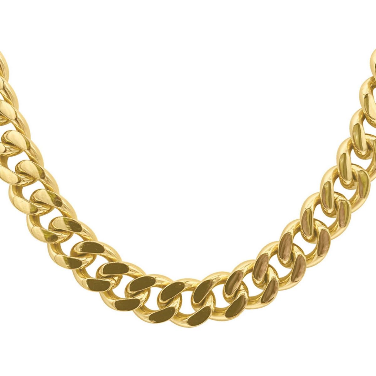 Tarnish Resistant 14k Gold Plated Wide Curb Chain Necklace