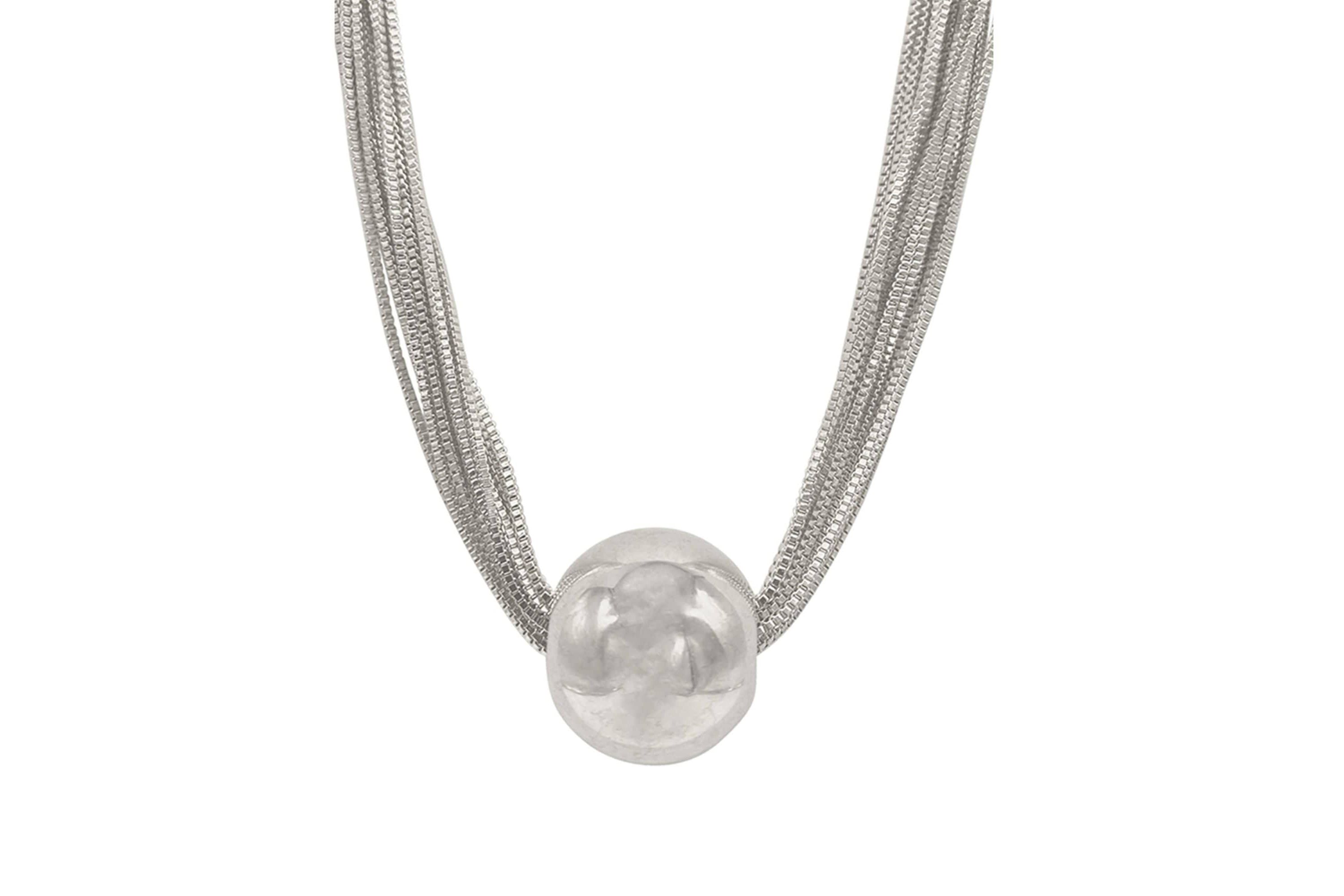Silver Plated Multi Strand Ball Necklace