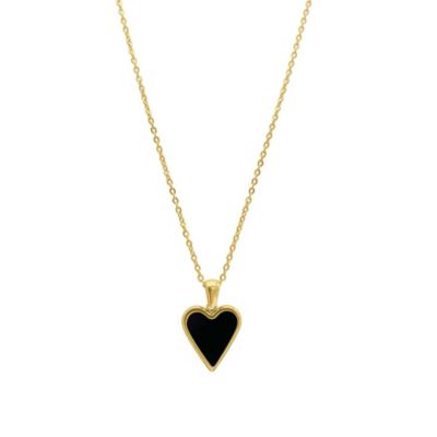 Adornia Tarnish Resistant 14k Gold Plated Black Heart Necklace, 18 in