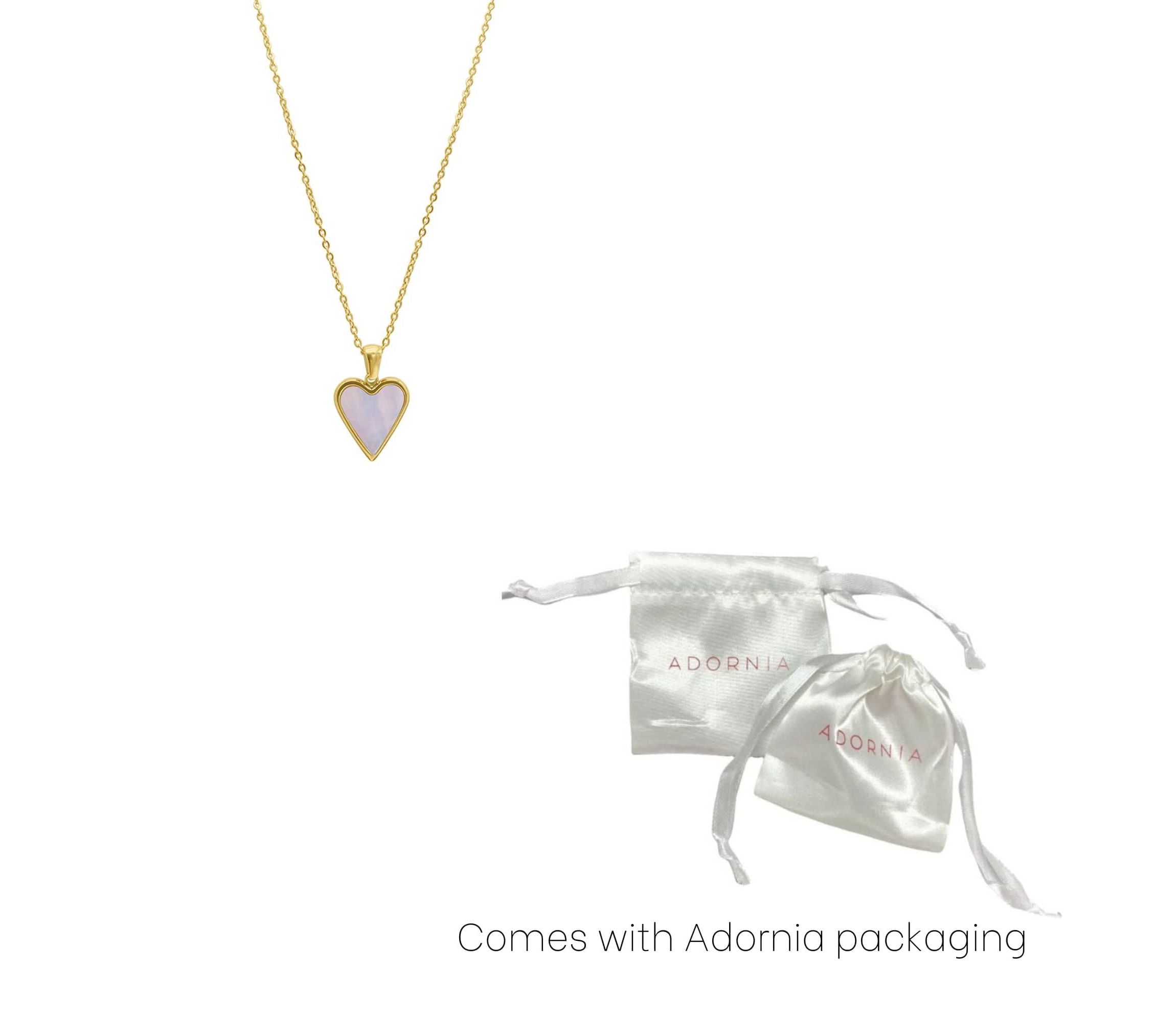 Tarnish Resistant 14k Gold Plated White Mother of Pearl Heart Necklace