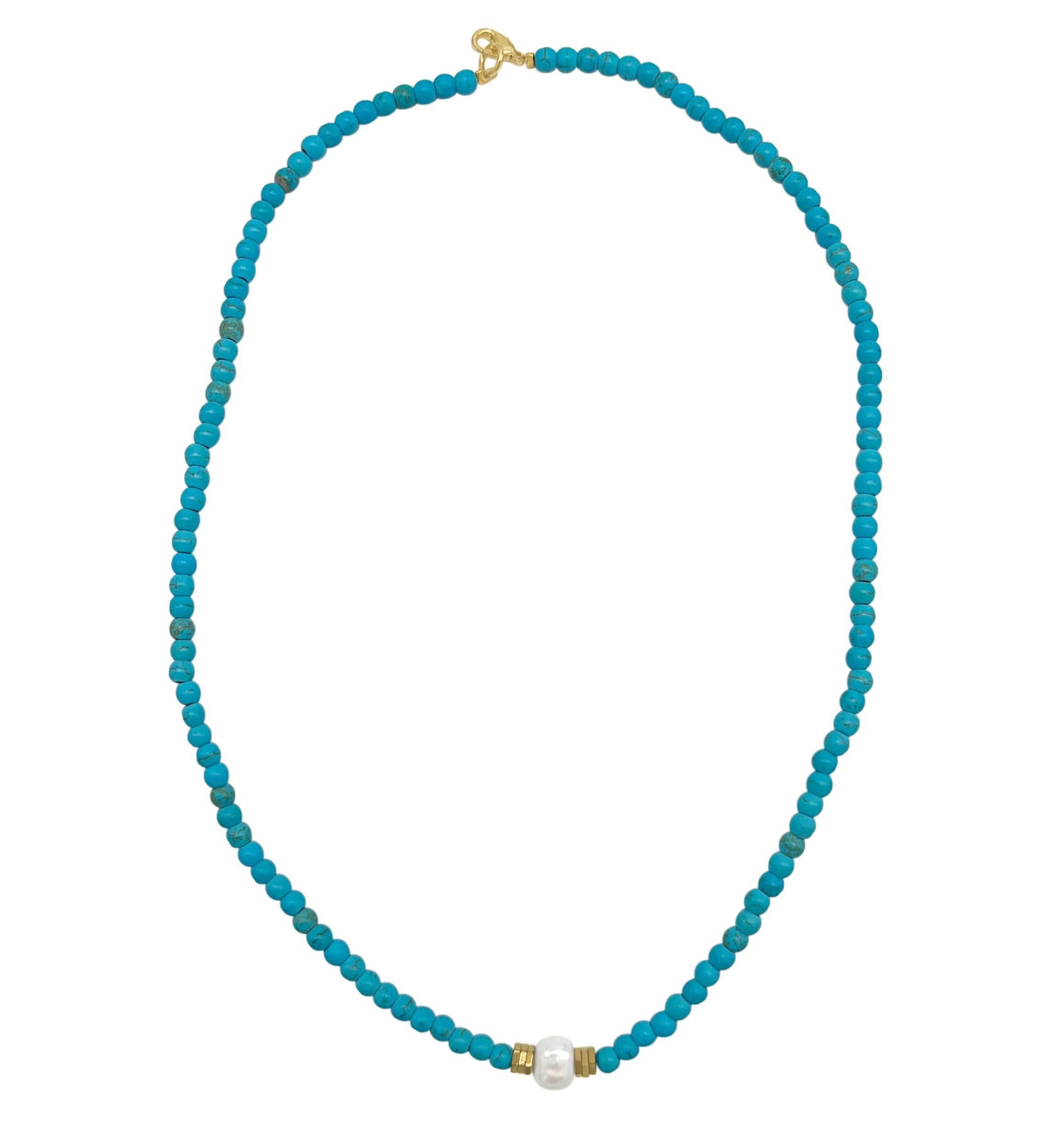 Turquoise Beaded Necklace with Pearl