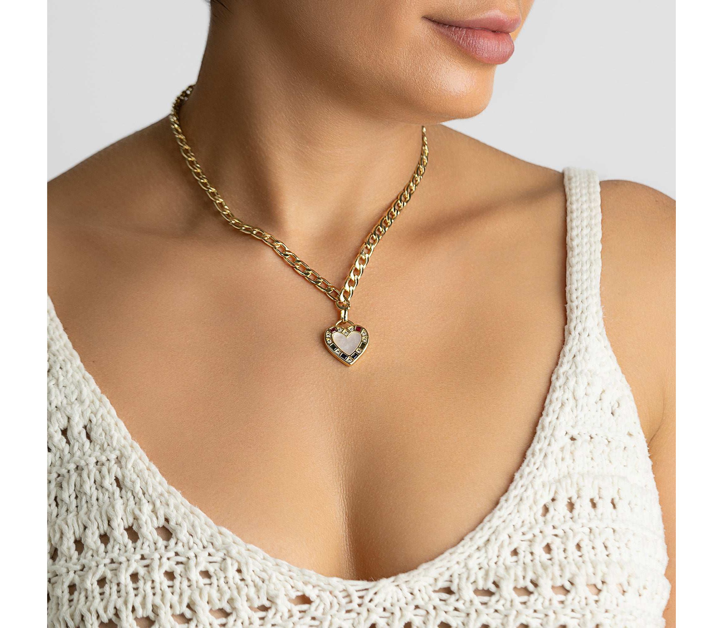 14k Gold Plated Oval Link Chain and Coin Pendant Layered Necklace