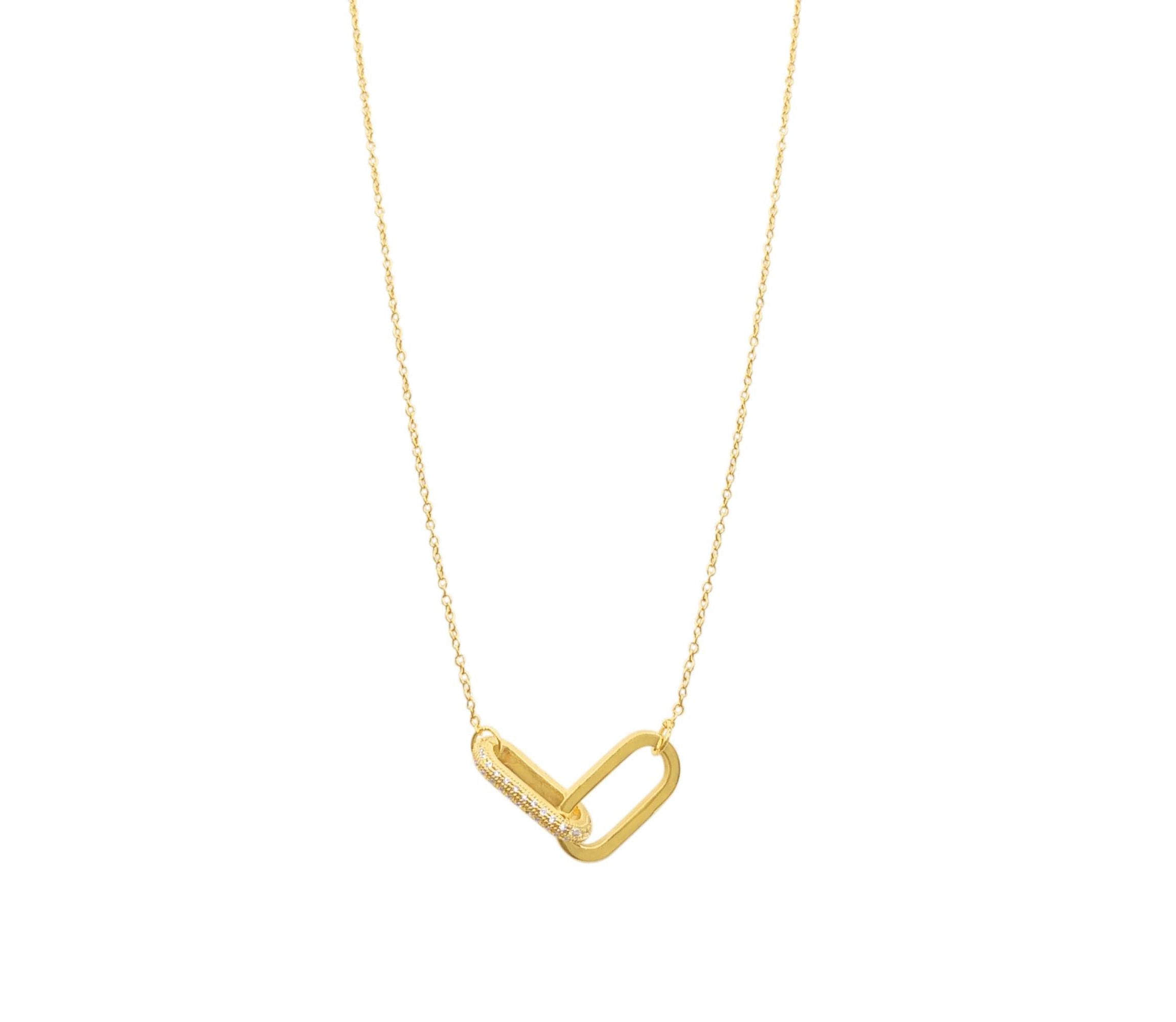14k Gold Plated Pave Link Necklace
