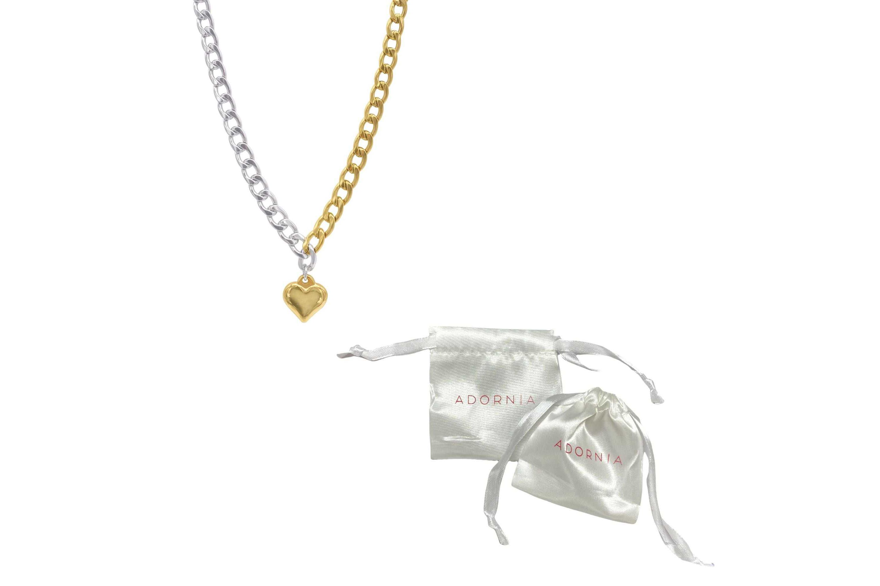Tarnish Resistant Mixed Metal Heart Chain Toggle Necklace