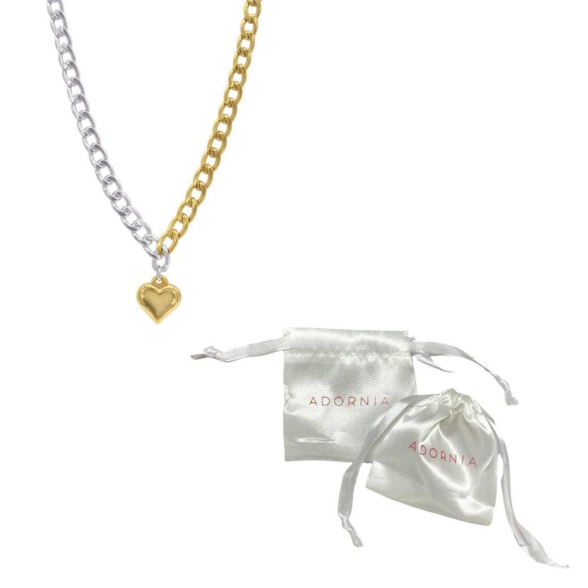 Tarnish Resistant Mixed Metal Heart Chain Toggle Necklace