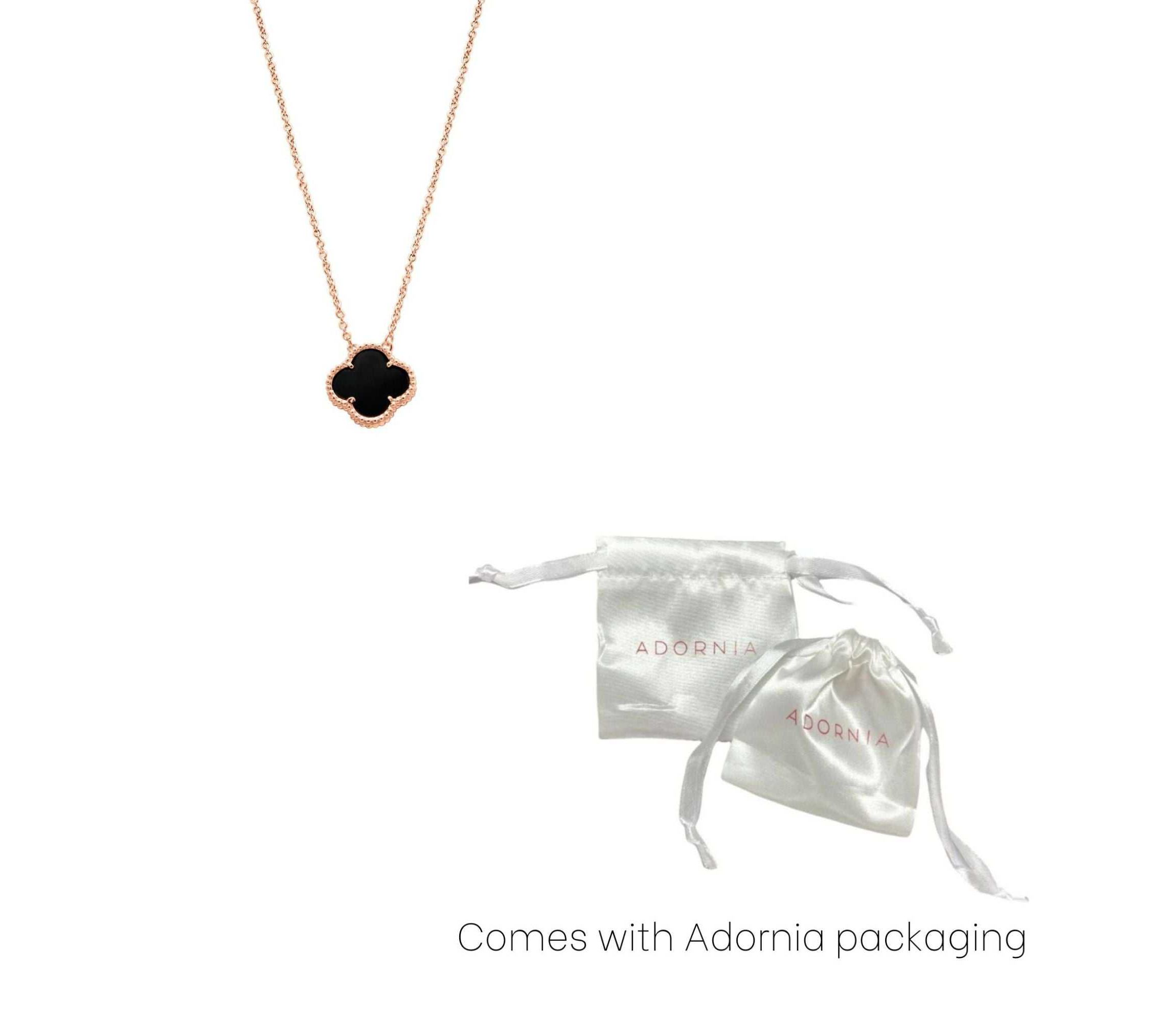 Black Flower Necklace rose gold