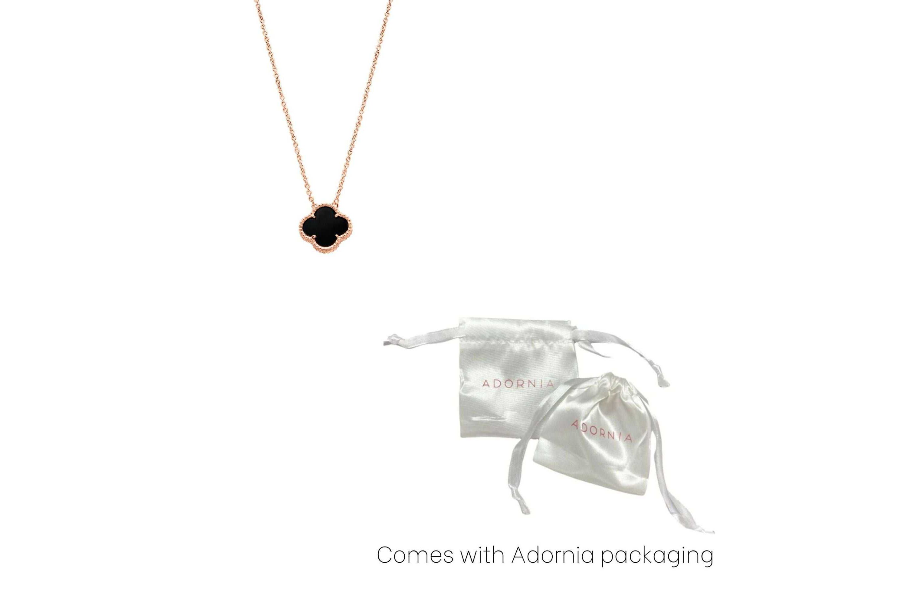 Black Flower Necklace rose gold