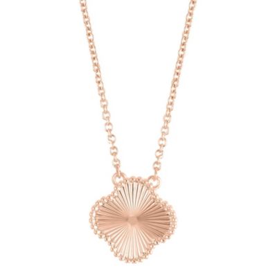 Adornia 14k Rose Gold Plated Beveled Flower Necklace, Pink