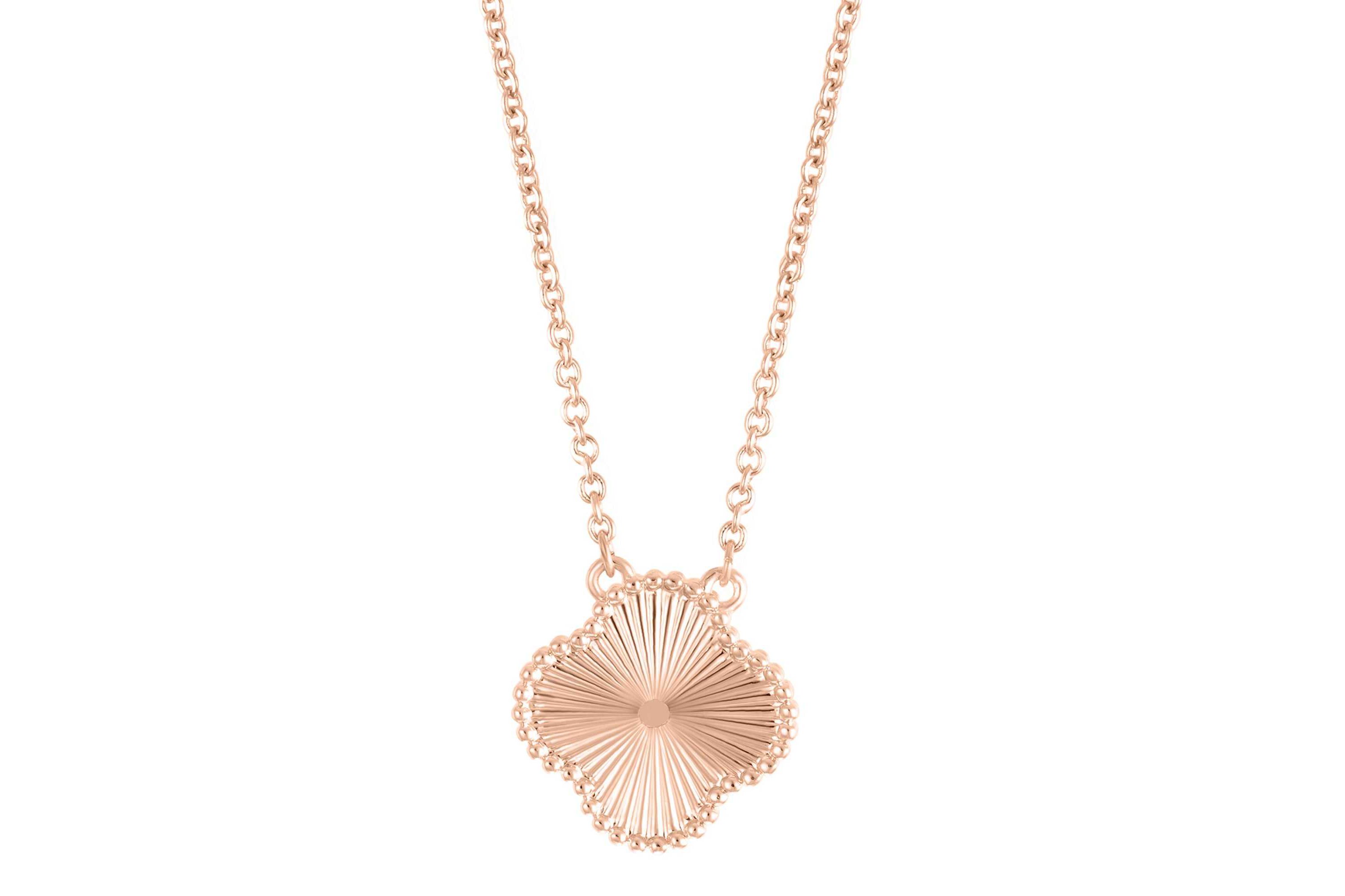 14k Rose Gold Plated Beveled Flower Necklace