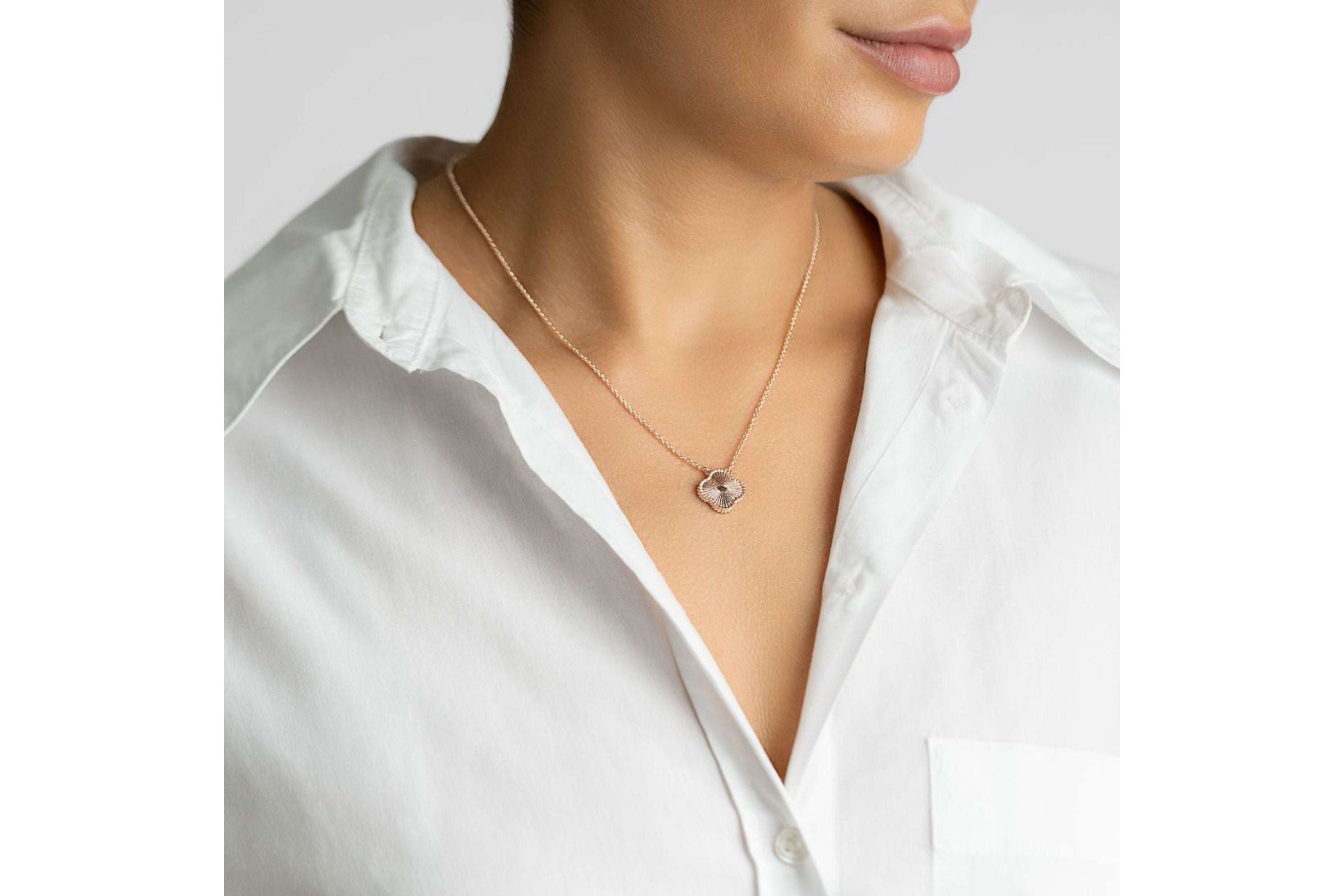 14k Rose Gold Plated Beveled Flower Necklace
