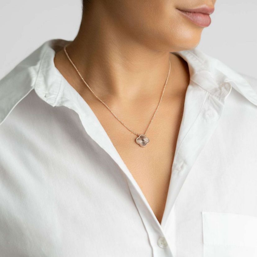 14k Rose Gold Plated Beveled Flower Necklace