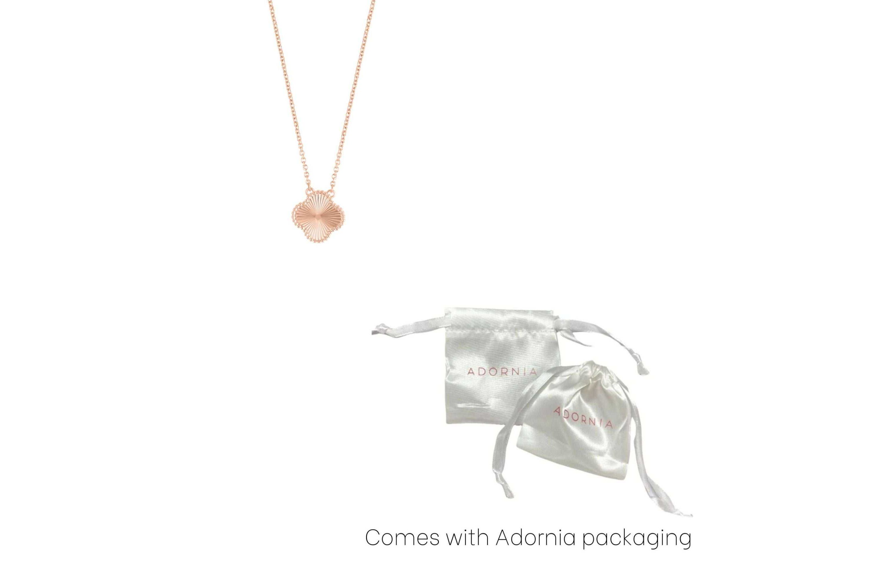 14k Rose Gold Plated Beveled Flower Necklace