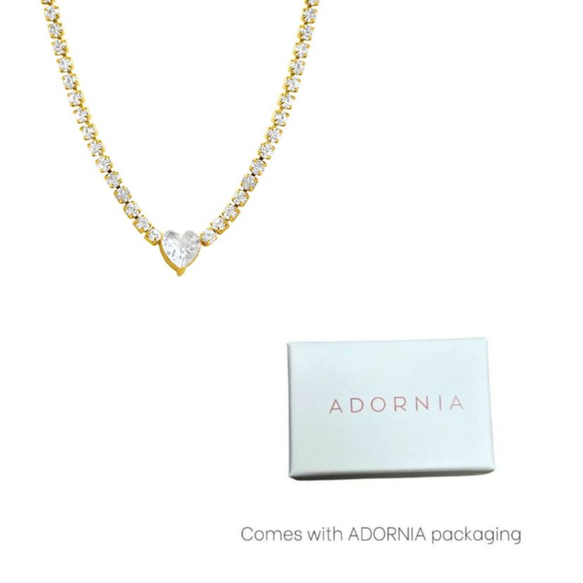 Tarnish Resistant Rope Chain Heart Necklace gold