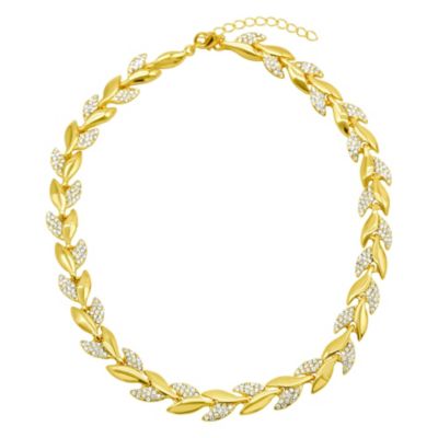 Adornia 14k Gold Plated Crystal Leaf Necklace