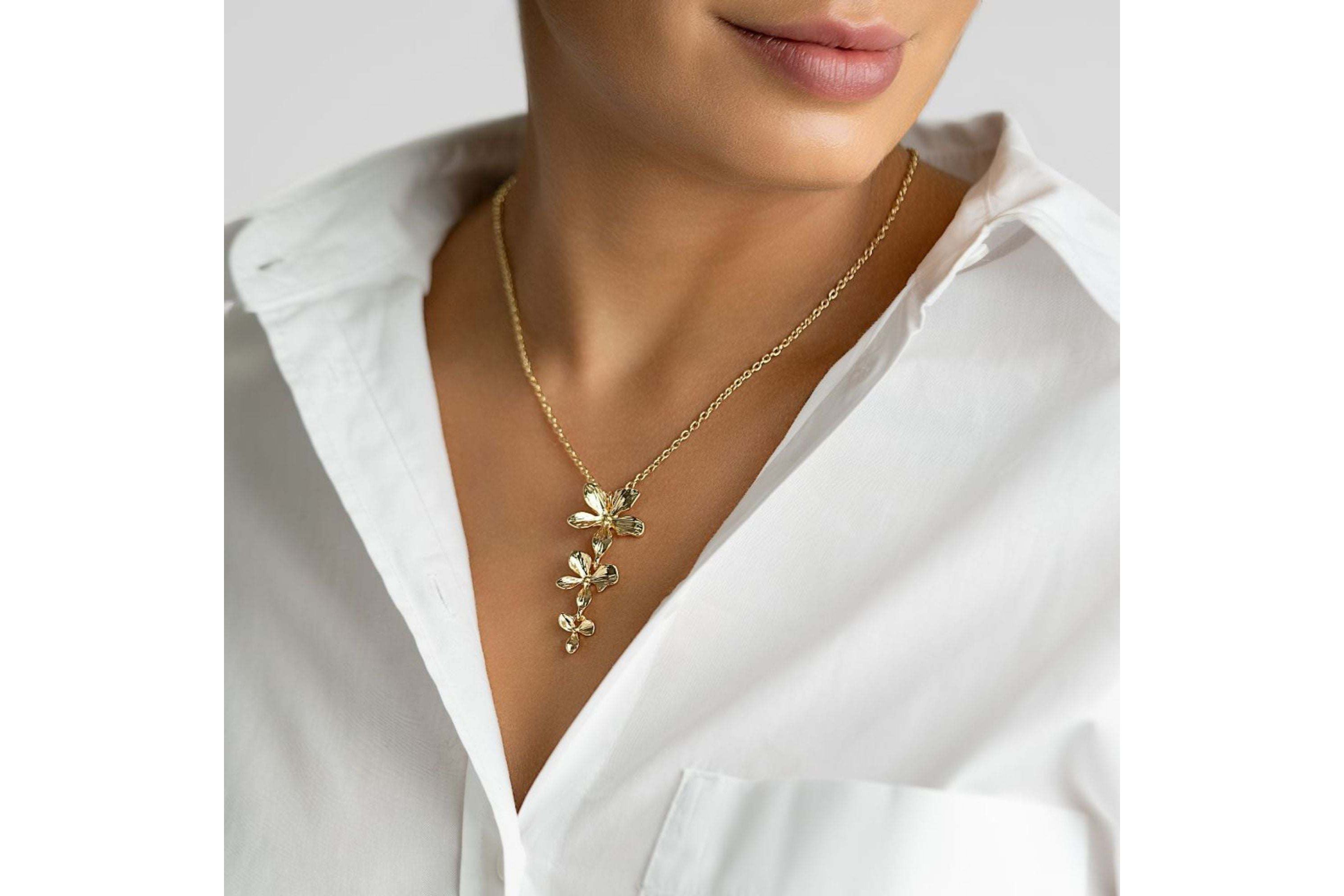 14k Gold Plated 3-Petal Necklace