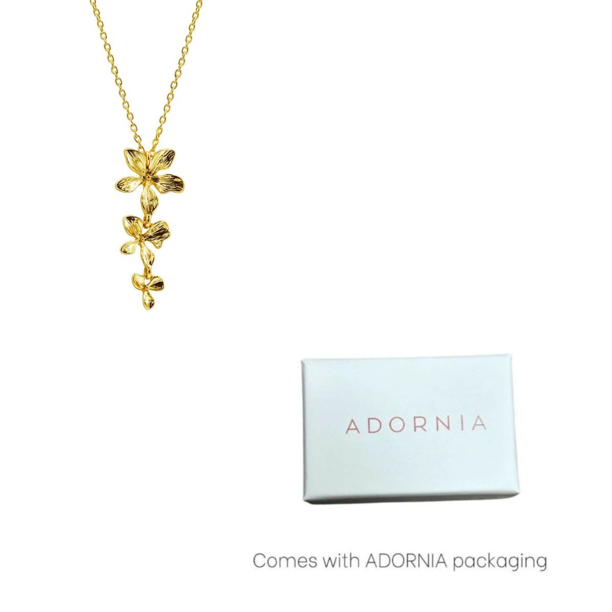 14k Gold Plated 3-Petal Necklace