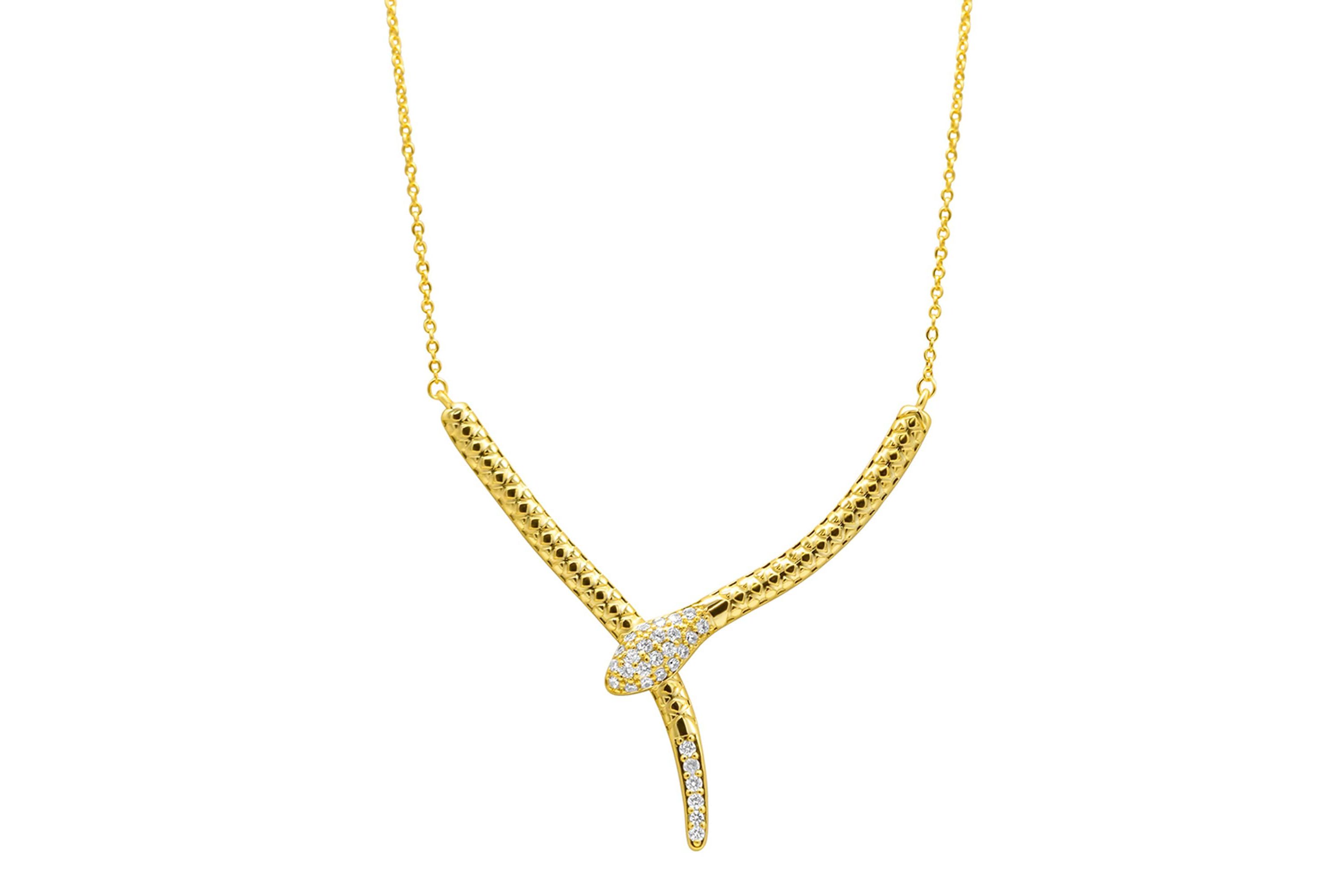 14k Gold Plated Crystal Wrap Snake Necklace