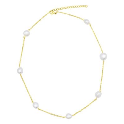 Adornia Tarnish Resistant 14k Gold Plated Adjustable Station Freshwater Pearl Necklace