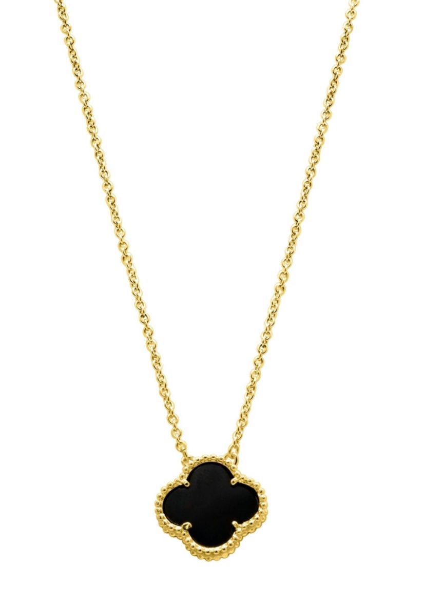 Black Flower Necklace yellow Gold