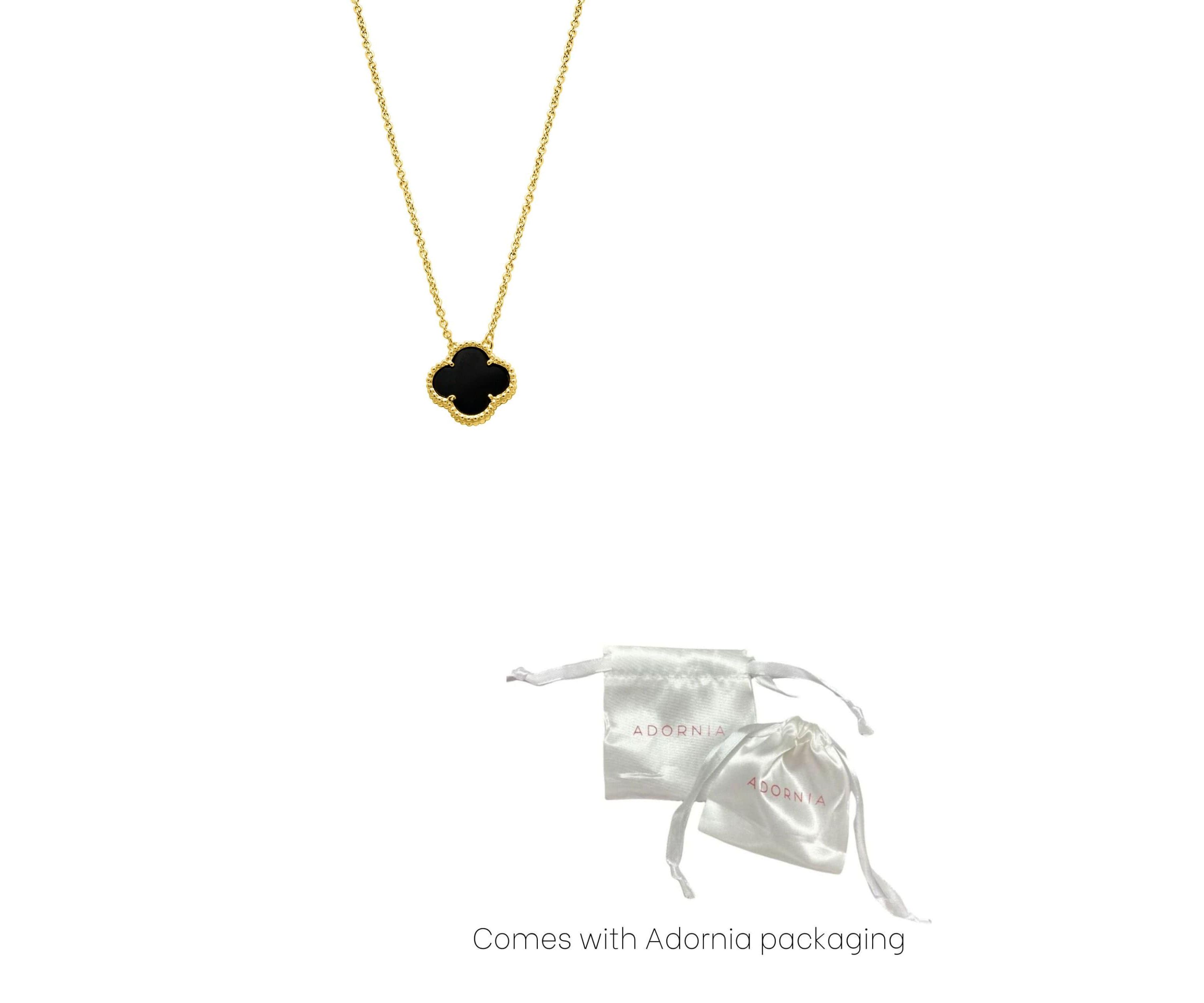 Black Flower Necklace yellow Gold