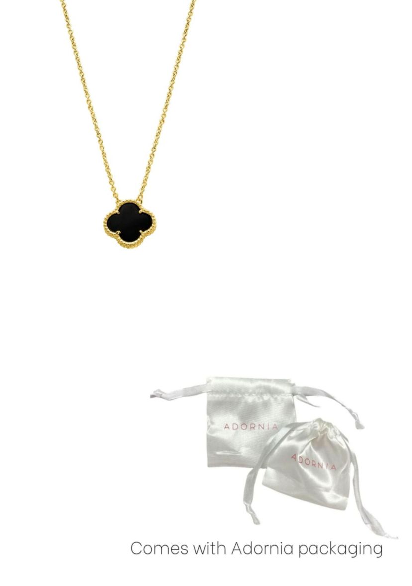 Black Flower Necklace yellow Gold