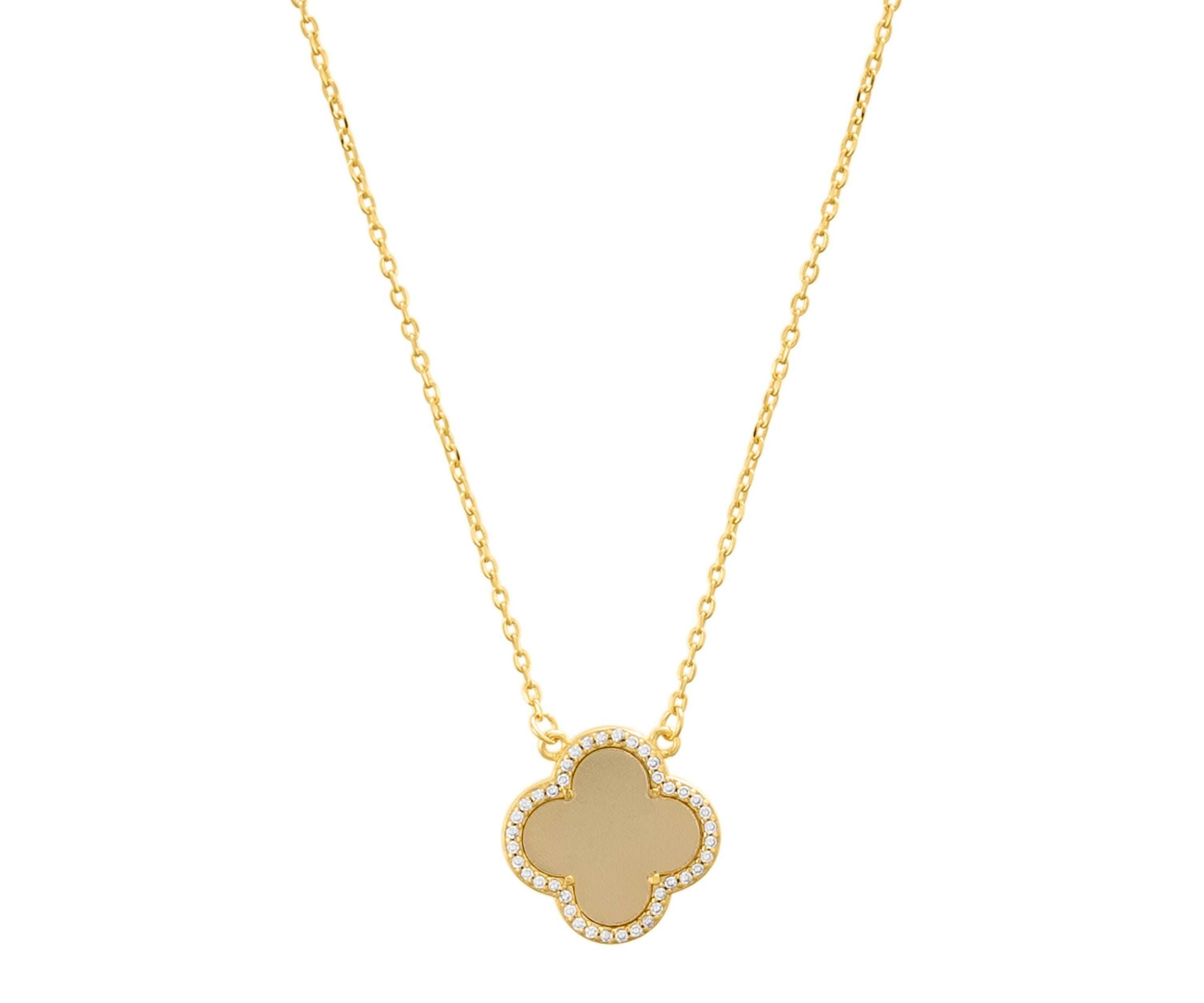 14K Gold Plated Clover Halo Necklace