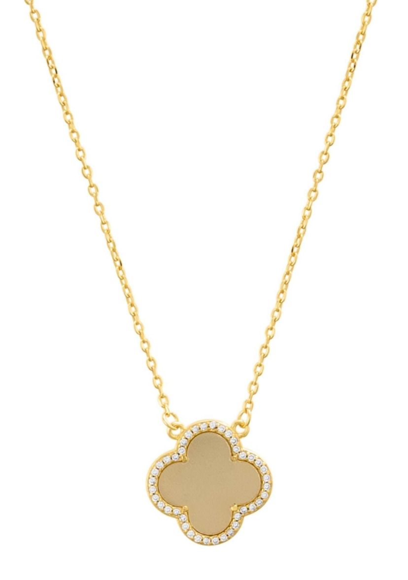 14K Gold Plated Clover Halo Necklace
